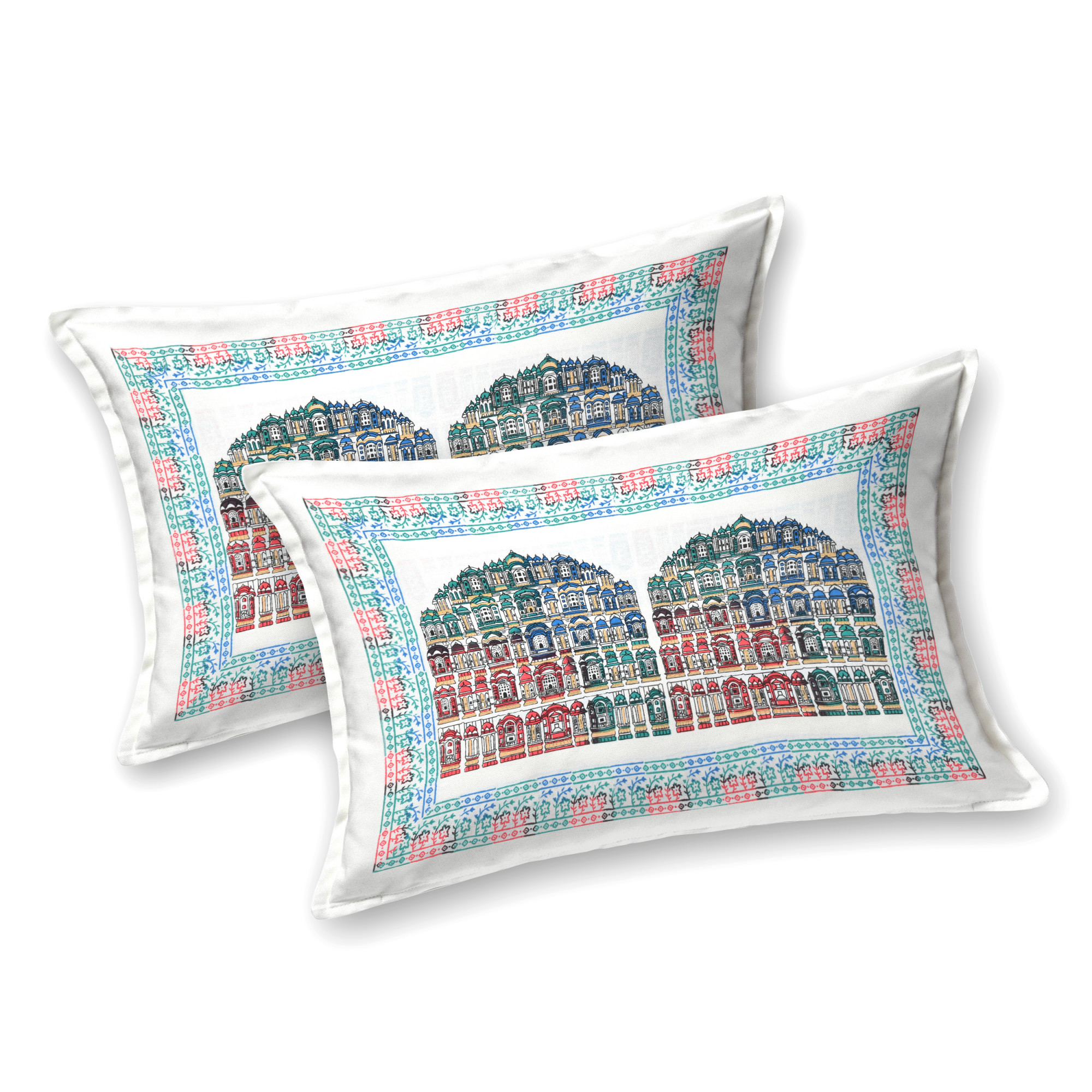 White Printed 240 TC Pure Cotton King Bedsheet with 2 Pillow Covers