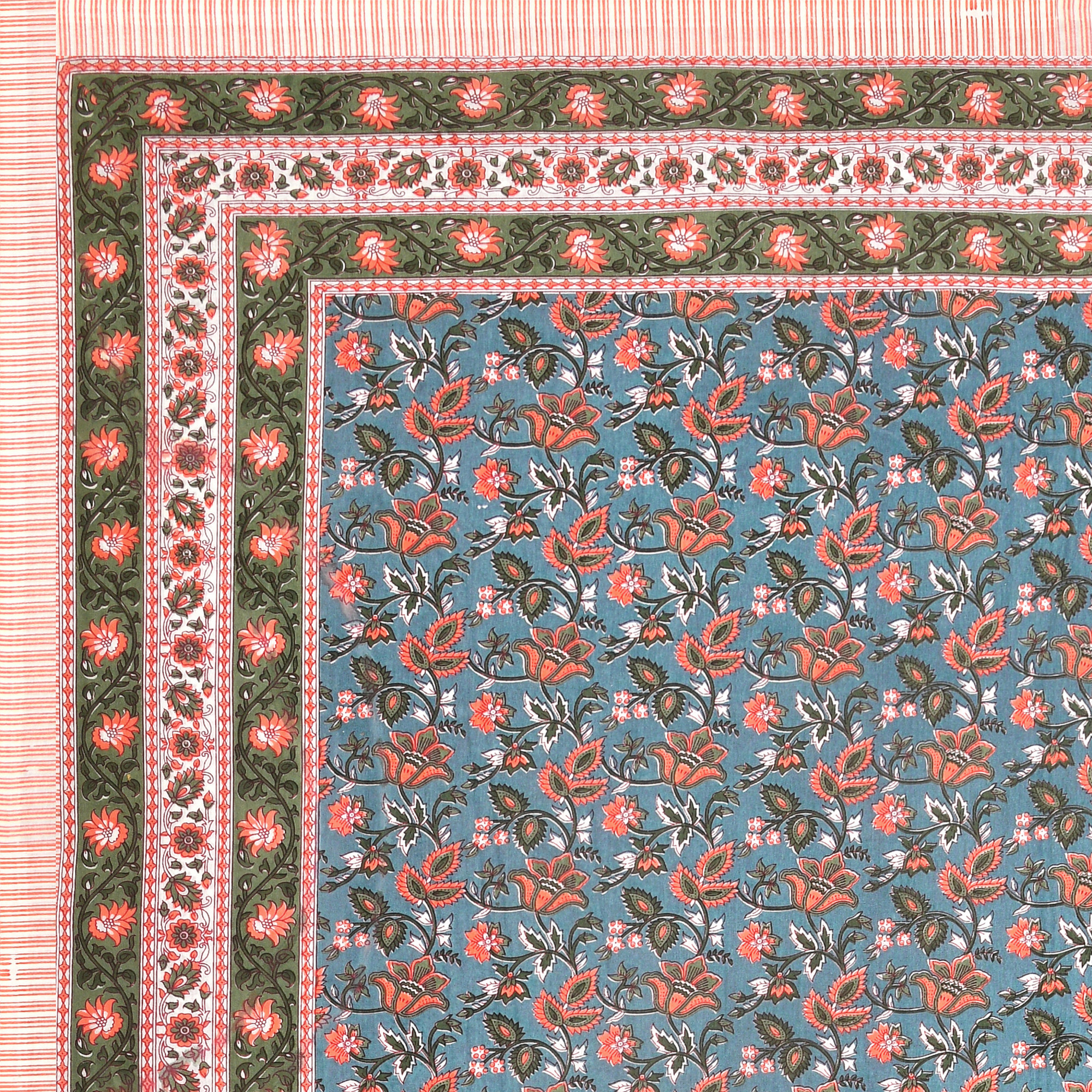 Green Brown Floral 210 TC Pure Cotton Double Bedsheet with 2 Pillow Covers