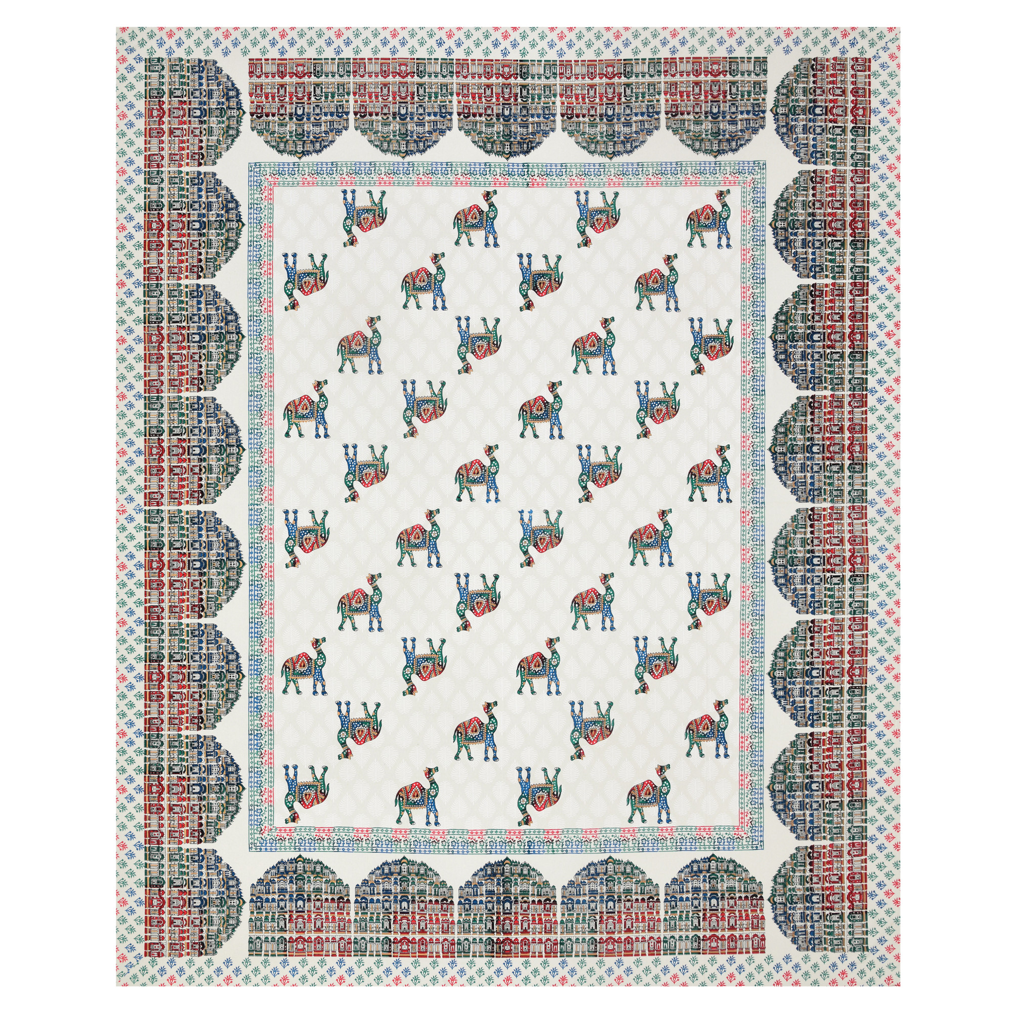 White Printed 240 TC Pure Cotton King Bedsheet with 2 Pillow Covers