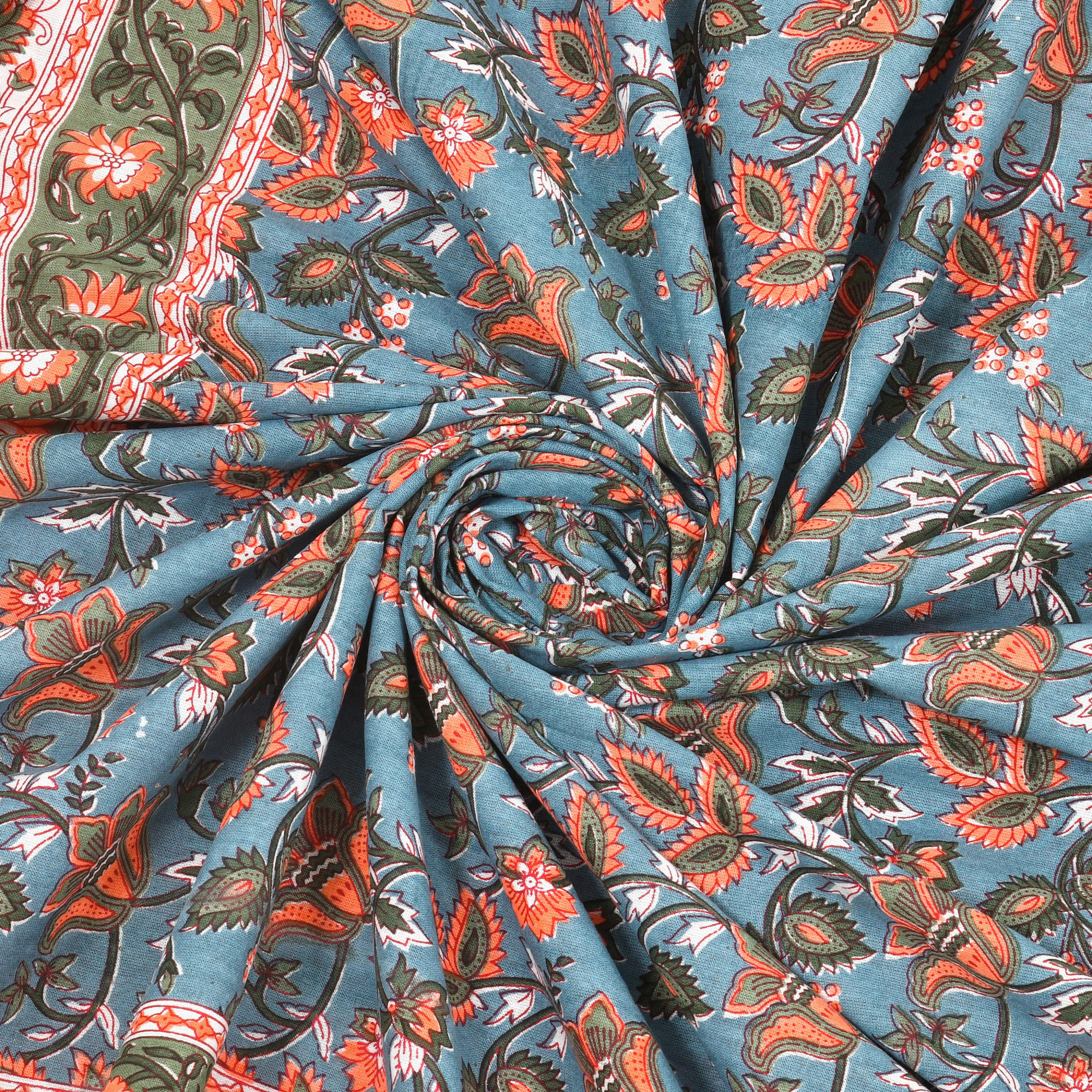 Green Brown Floral 210 TC Pure Cotton Double Bedsheet with 2 Pillow Covers