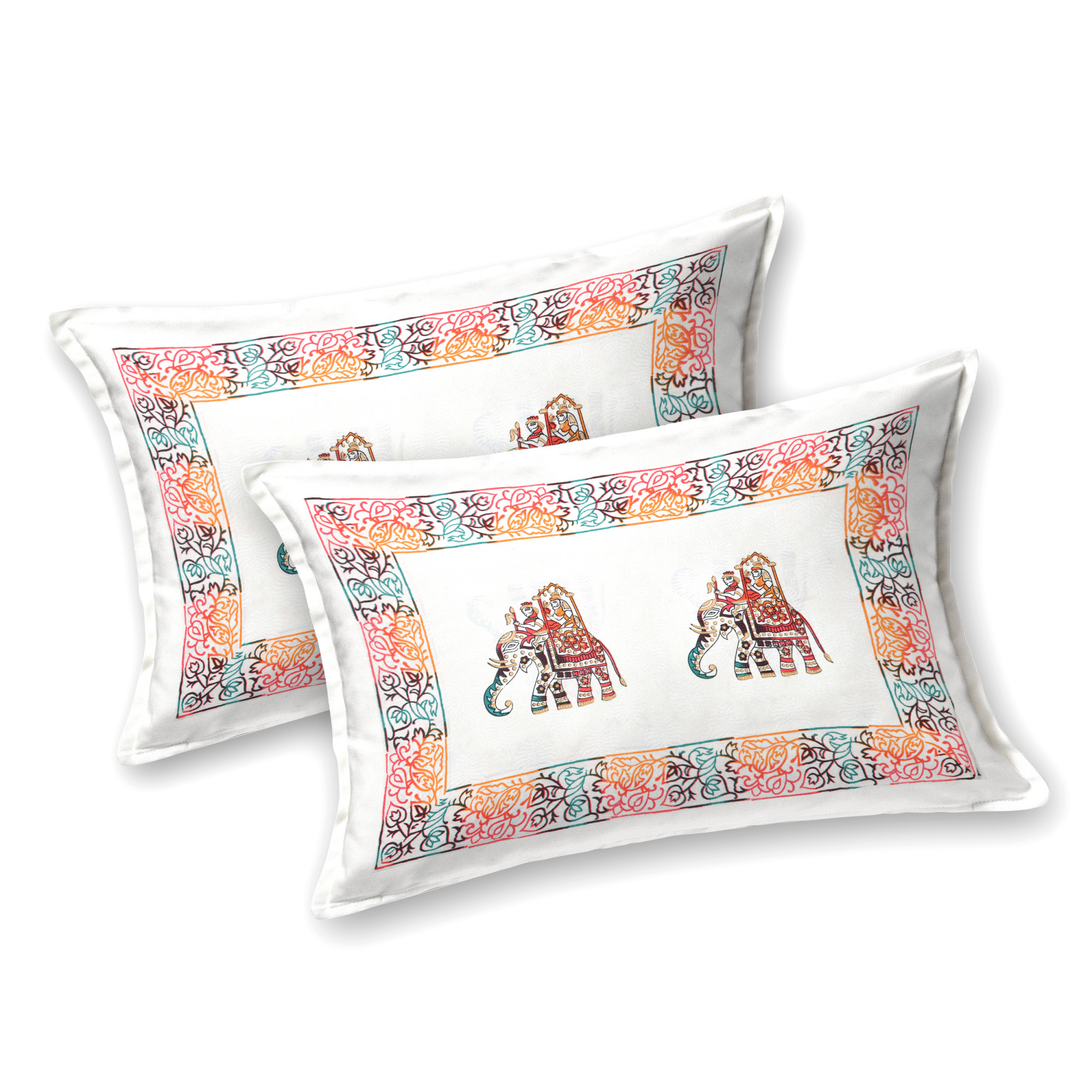 Satrangi Floral Printed 240 TC Pure Cotton Double Bedsheet 2 Pillow Covers