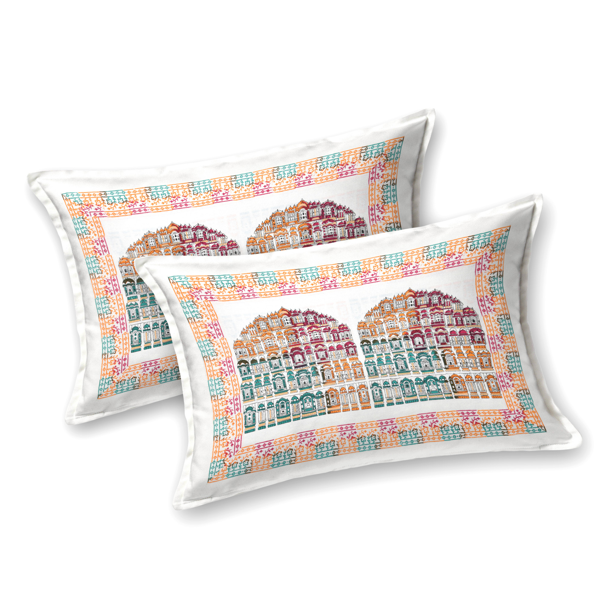 White Printed 240 TC Pure Cotton King Bedsheet with 2 Pillow Covers