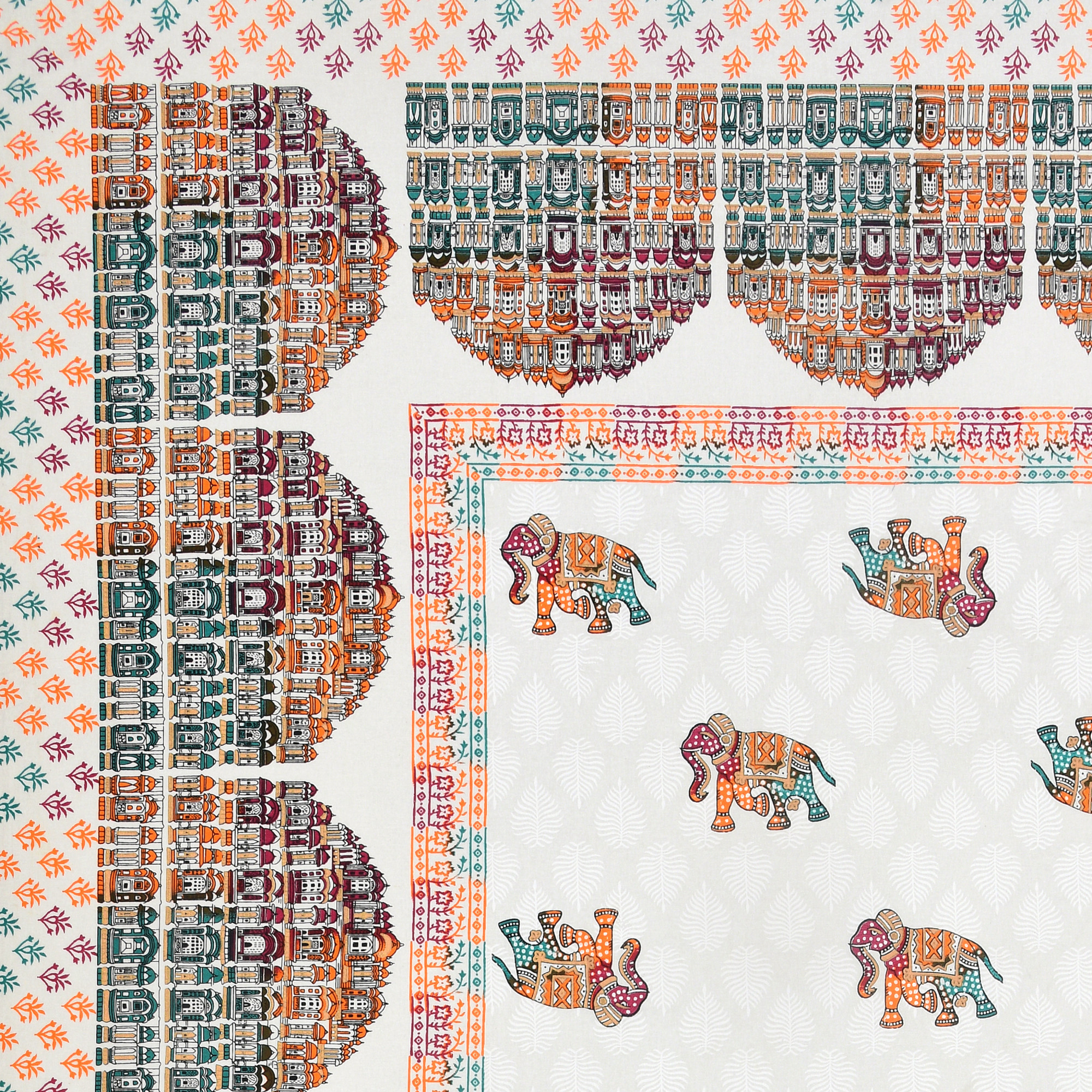 White Printed 240 TC Pure Cotton King Bedsheet with 2 Pillow Covers