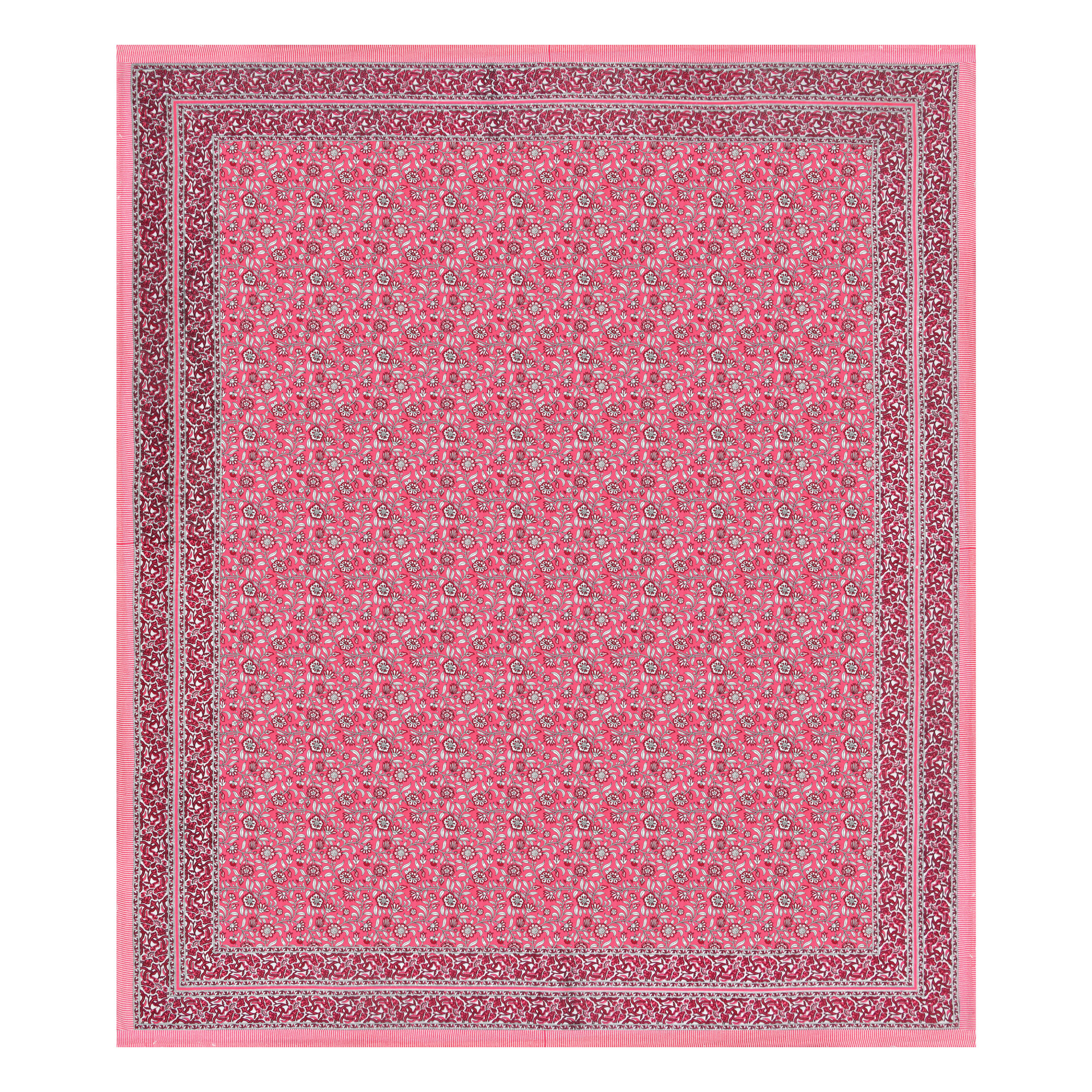 Pink White Floral 210 TC Pure Cotton Double Bedsheet with 2 Pillow Covers