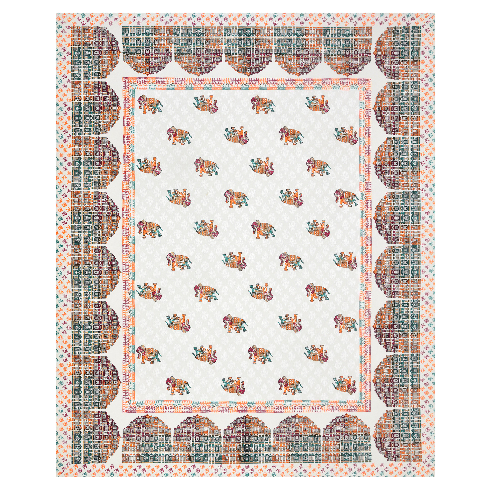 White Printed 240 TC Pure Cotton King Bedsheet with 2 Pillow Covers