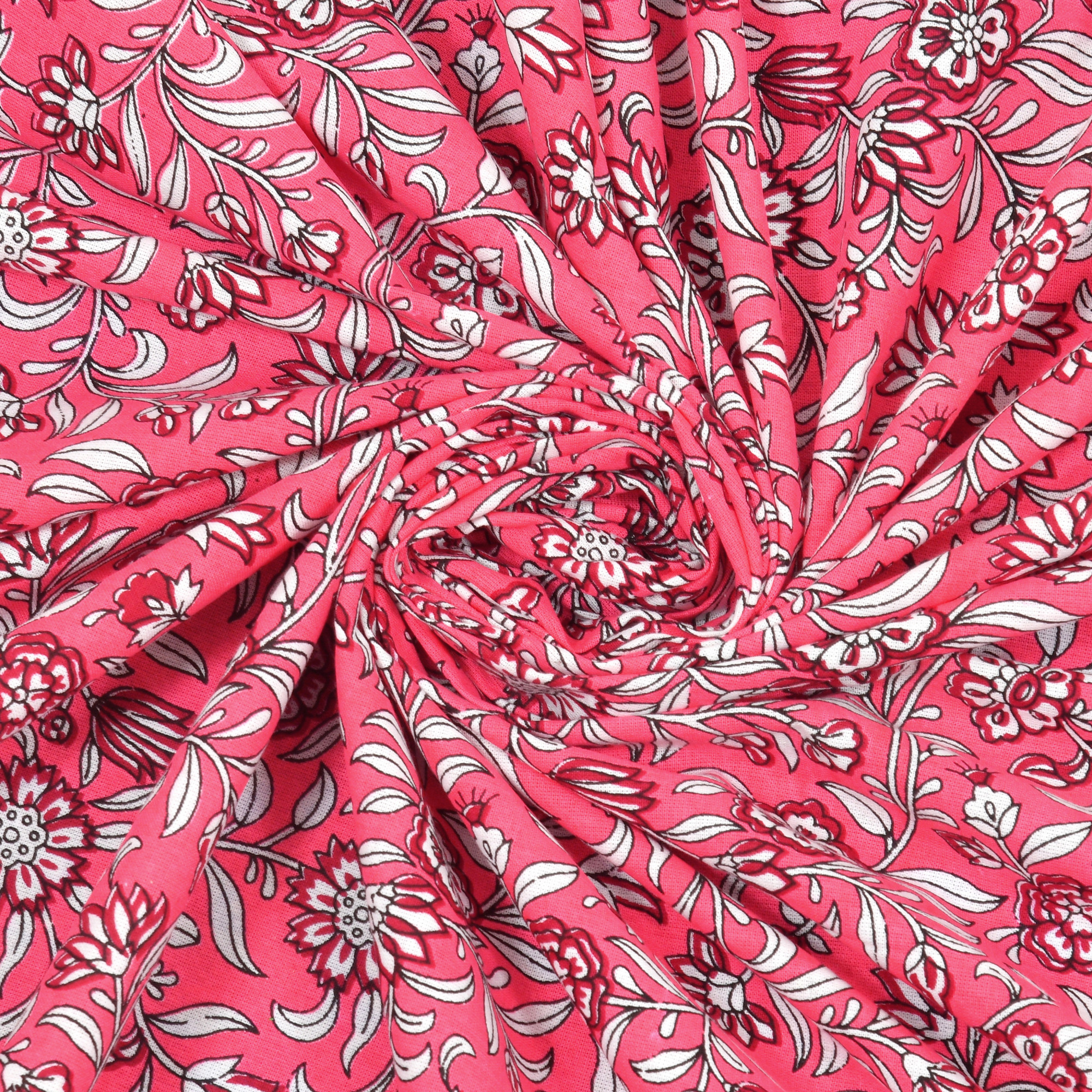 Pink White Floral 210 TC Pure Cotton Double Bedsheet with 2 Pillow Covers