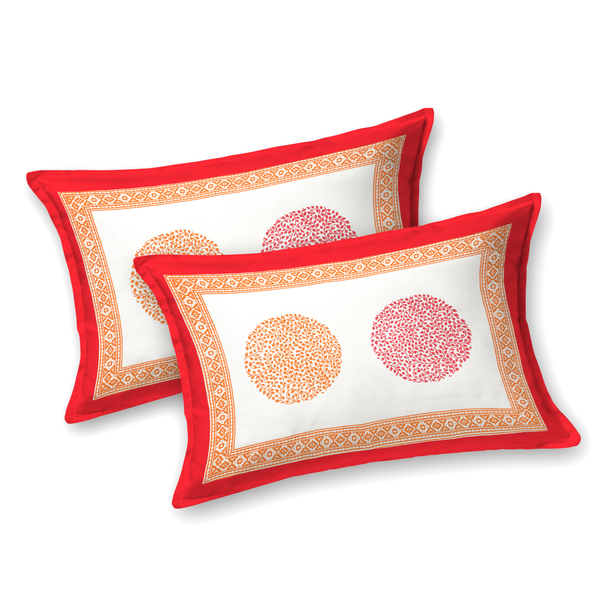 Yellow White Floral 240 TC Pure Cotton Double Bedsheet with 2 Pillow Covers