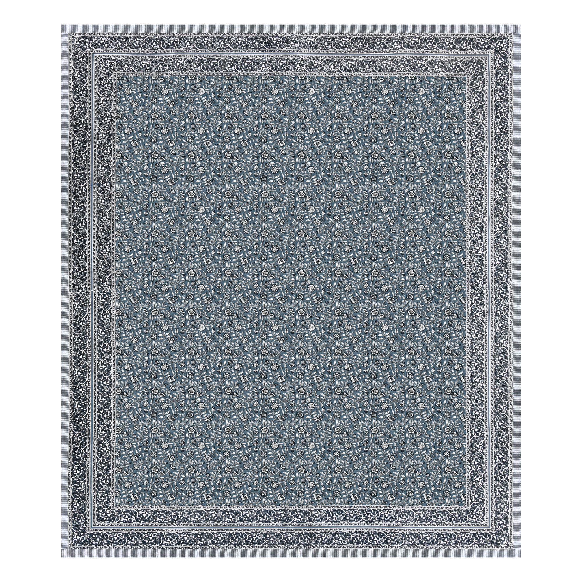 White Grey Floral 210 TC Pure Cotton Double Bedsheet with 2 Pillow Covers