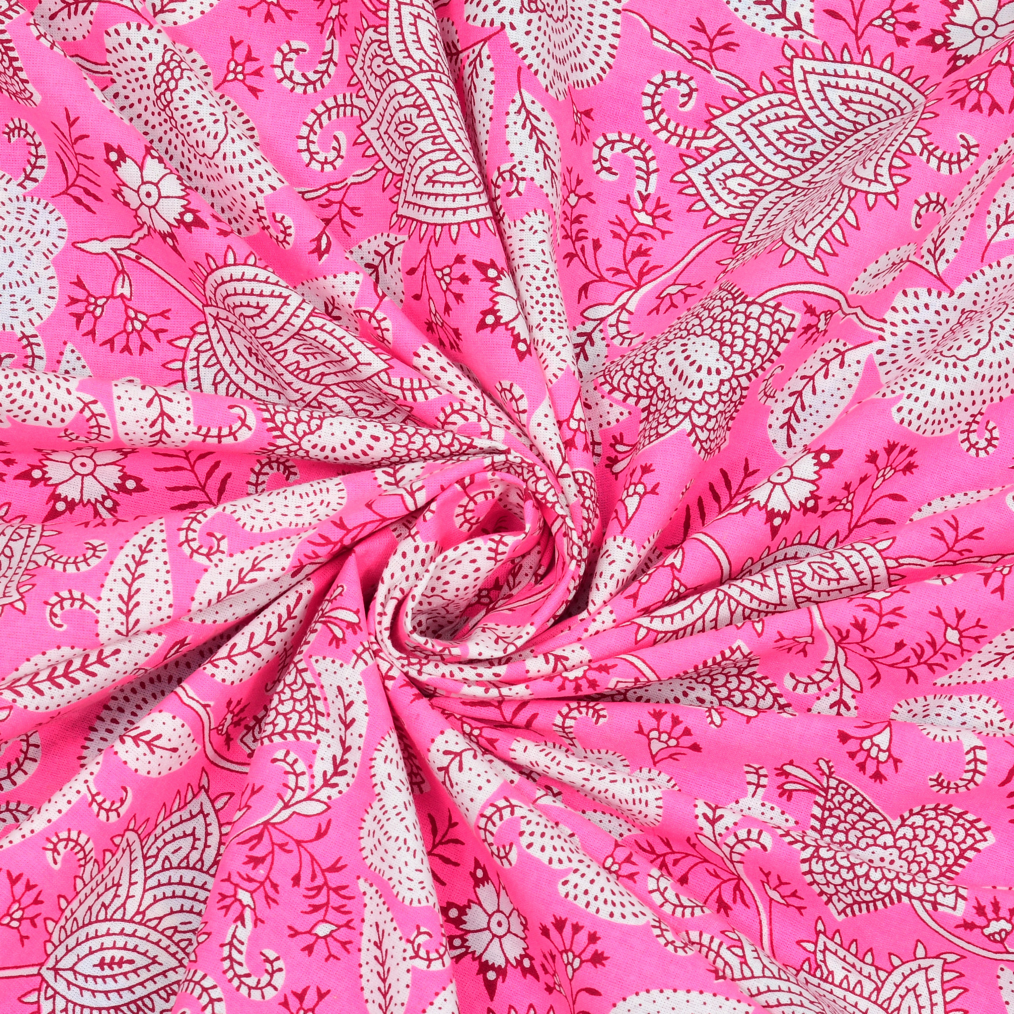 Pink White Floral 240 TC Pure Cotton Double Bedsheet with 2 Pillow Covers