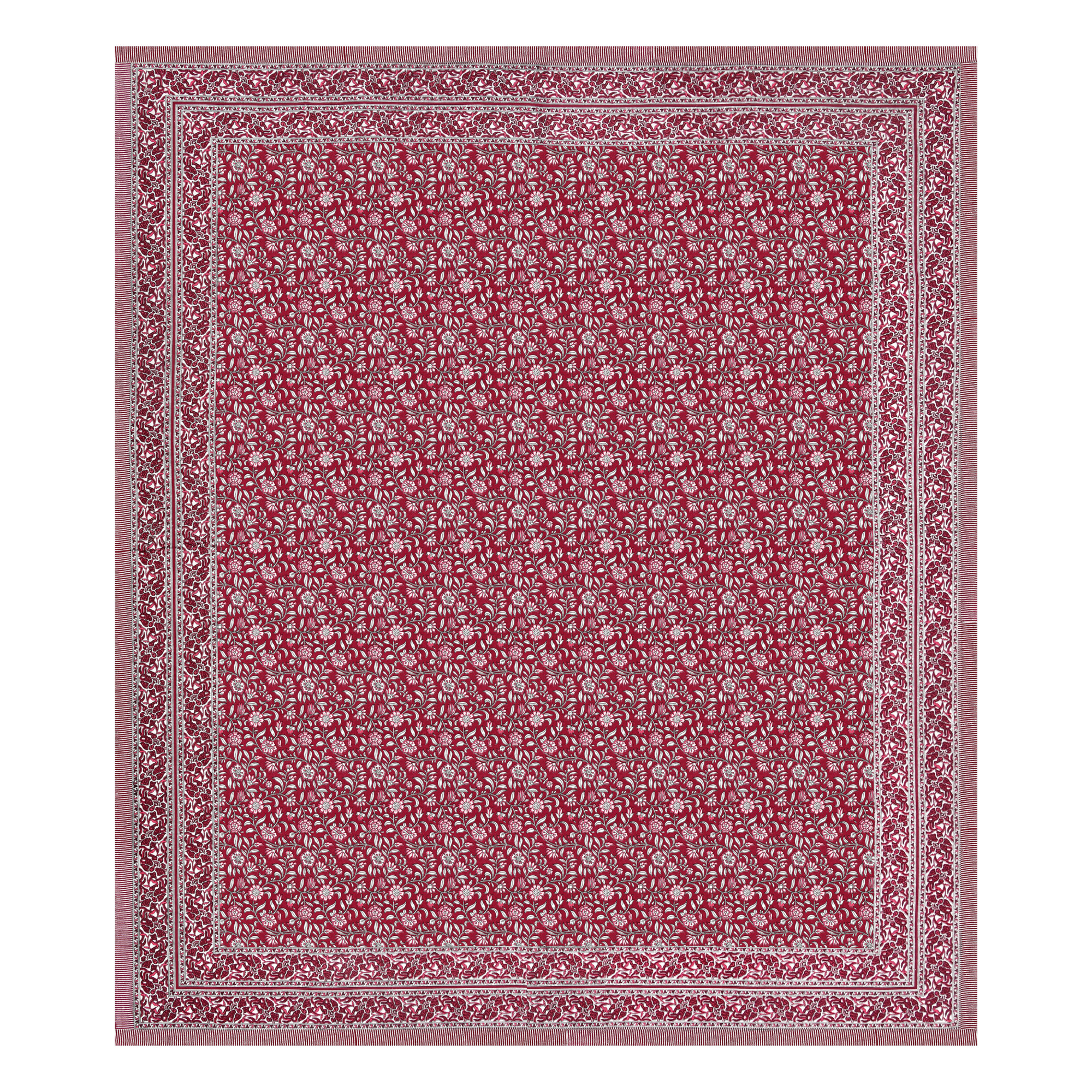 White Maroon Floral 210 TC Pure Cotton Double Bedsheet with 2 Pillow Covers