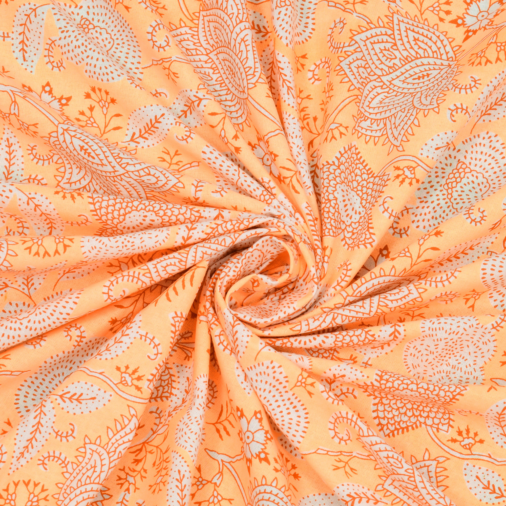 Yellow White Floral 240 TC Pure Cotton Double Bedsheet with 2 Pillow Covers