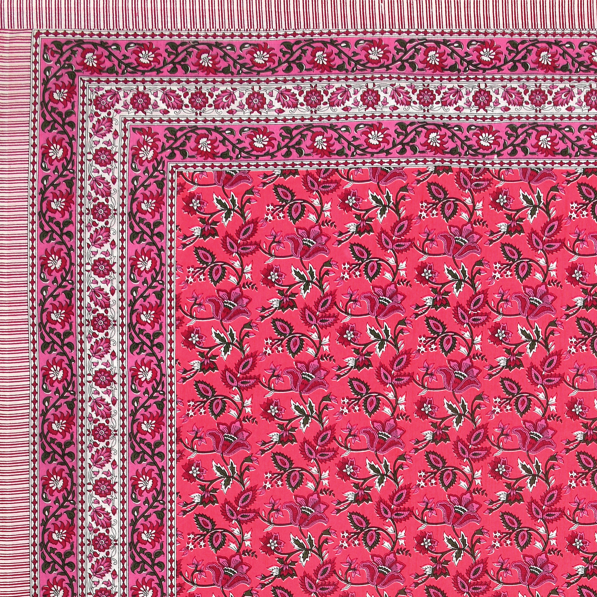 White Pink Floral 210 TC Pure Cotton Double Bedsheet with 2 Pillow Covers