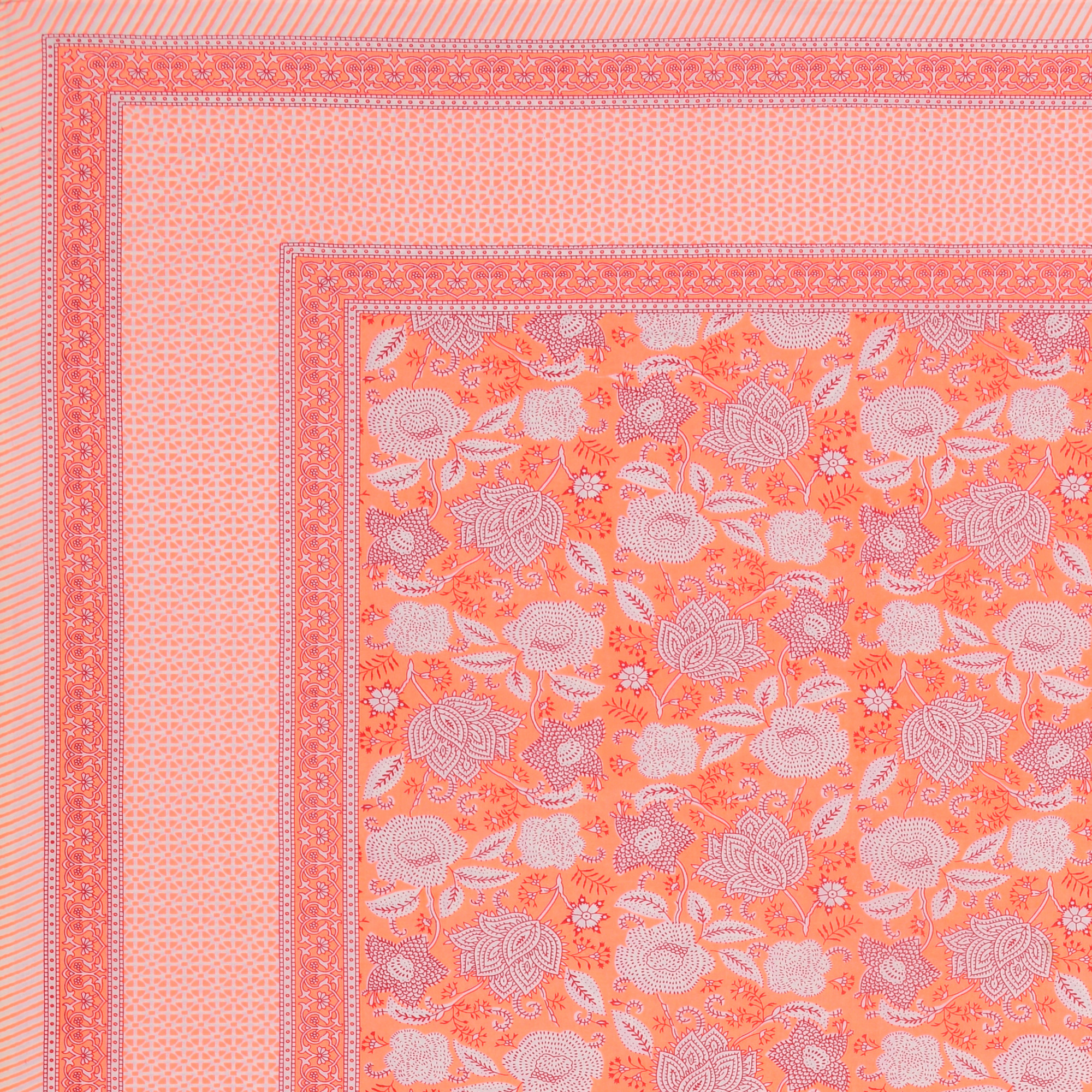 Brown White Floral 240 TC Pure Cotton Double Bedsheet with 2 Pillow Covers