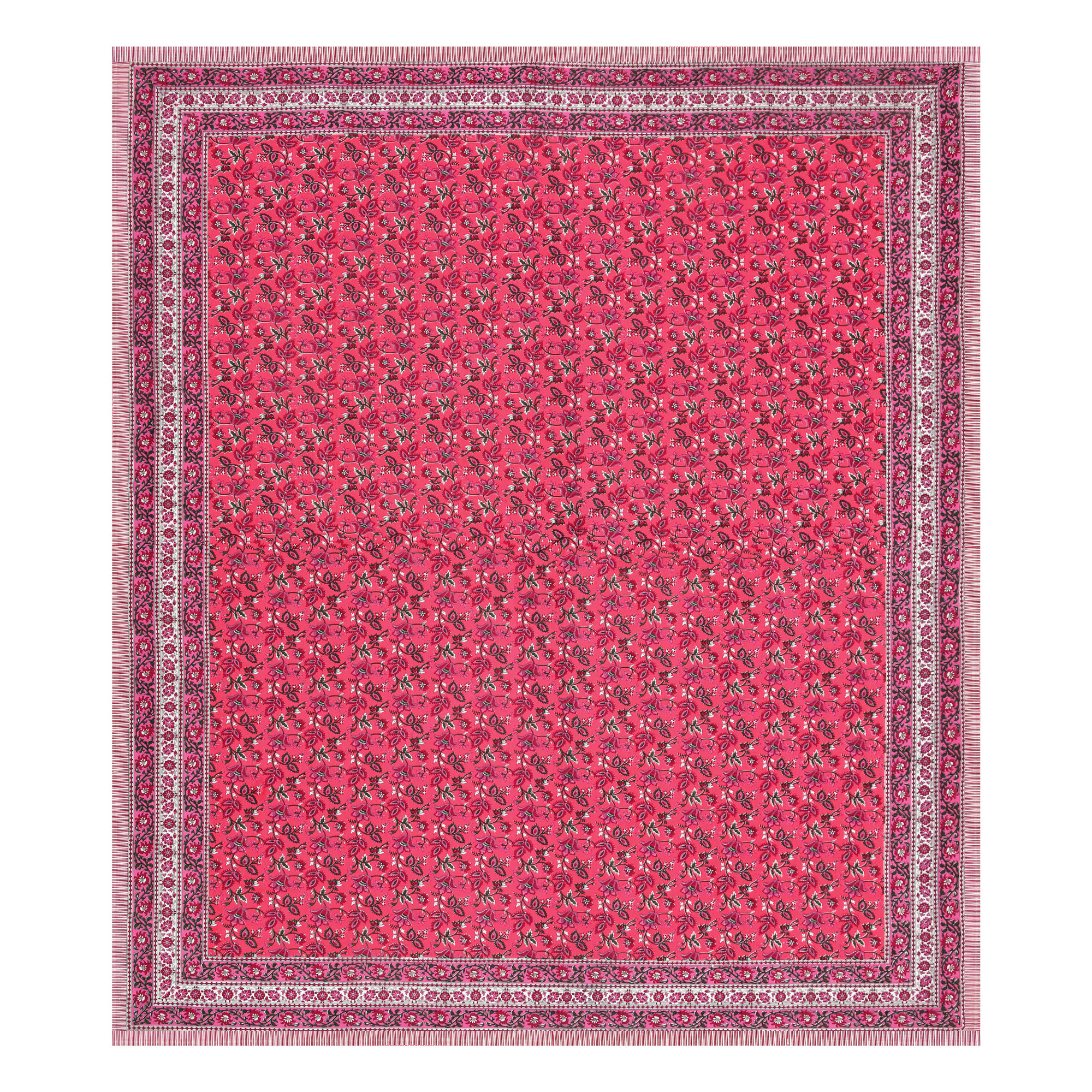 White Pink Floral 210 TC Pure Cotton Double Bedsheet with 2 Pillow Covers