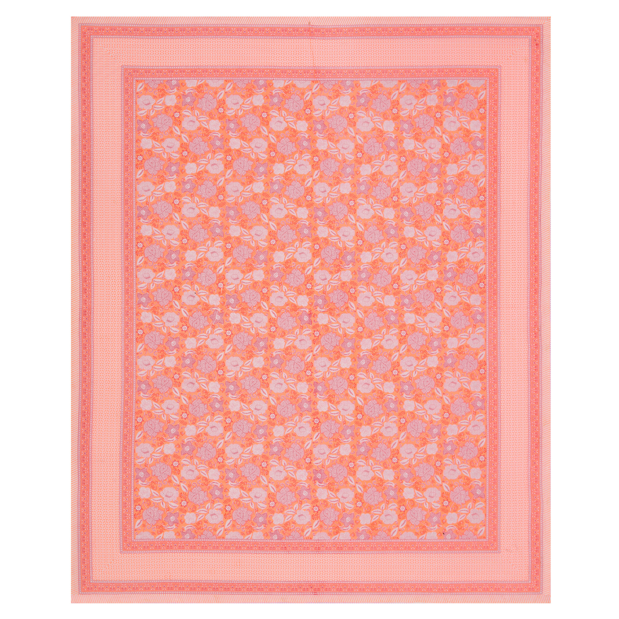 Brown White Floral 240 TC Pure Cotton Double Bedsheet with 2 Pillow Covers