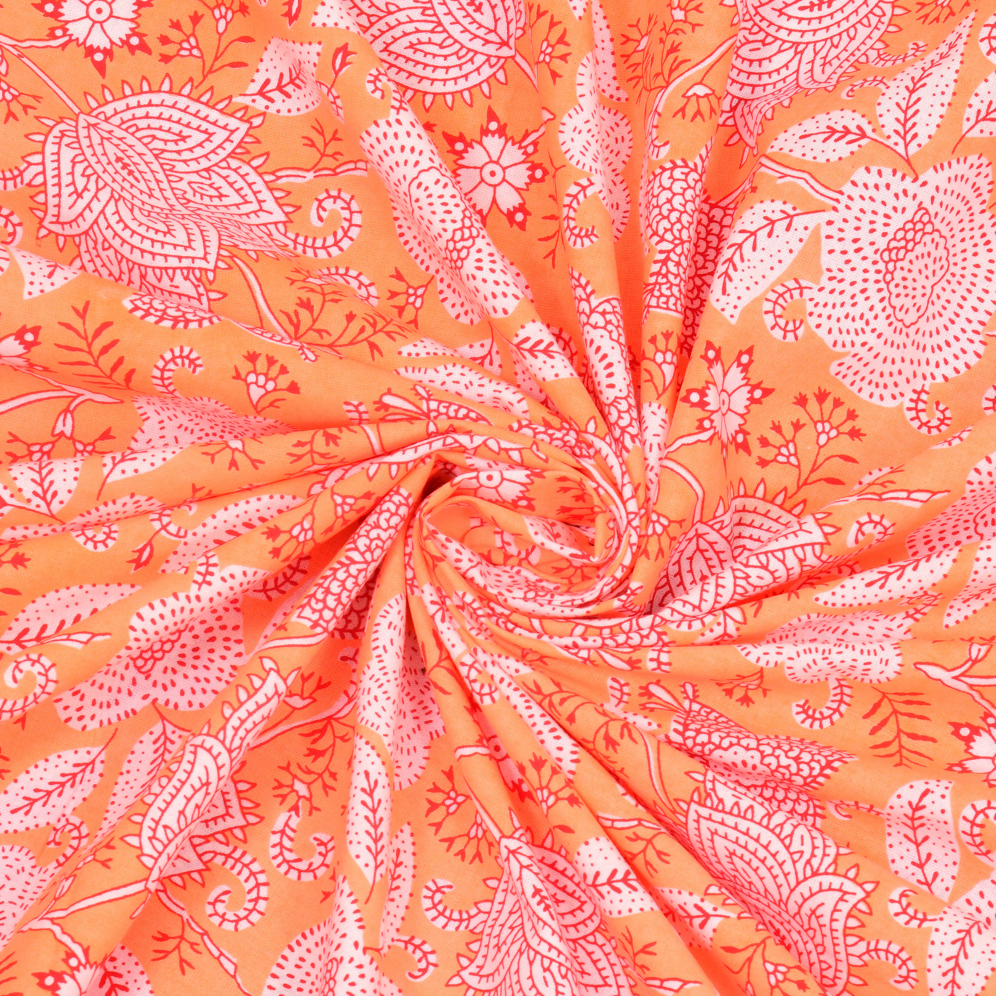 Brown White Floral 240 TC Pure Cotton Double Bedsheet with 2 Pillow Covers