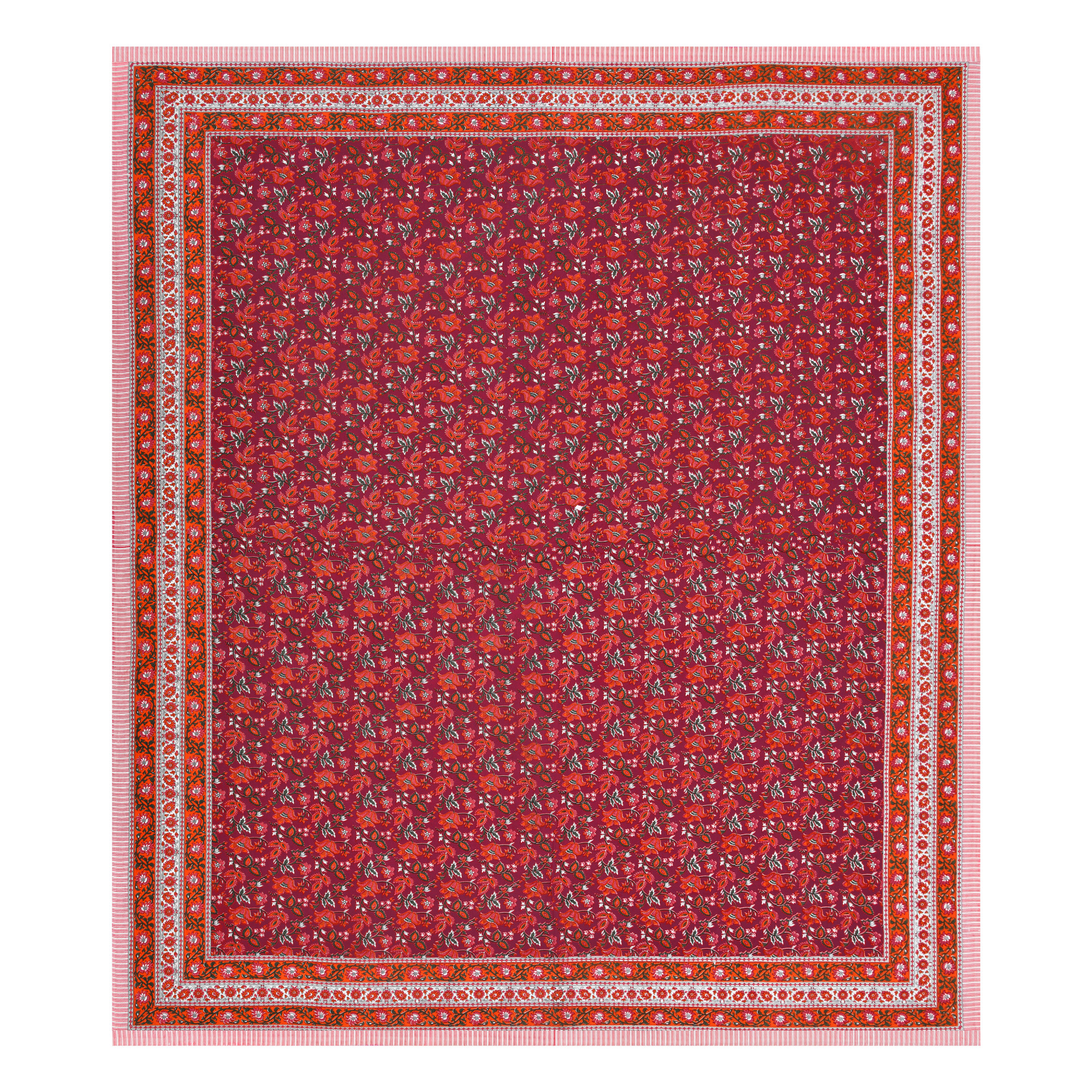 White  Maroon Floral 210 TC Pure Cotton Double Bedsheet with 2 Pillow Covers