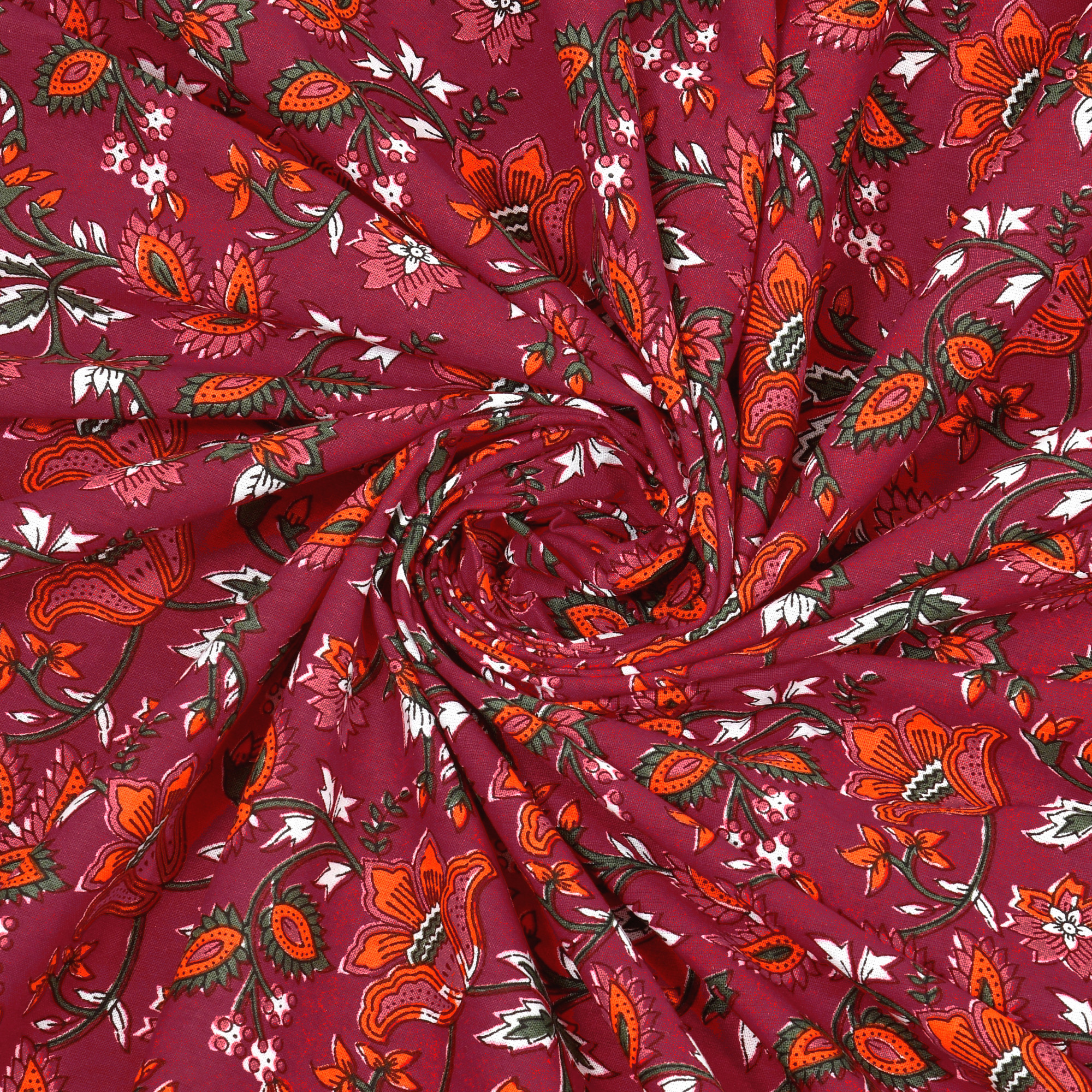 White  Maroon Floral 210 TC Pure Cotton Double Bedsheet with 2 Pillow Covers
