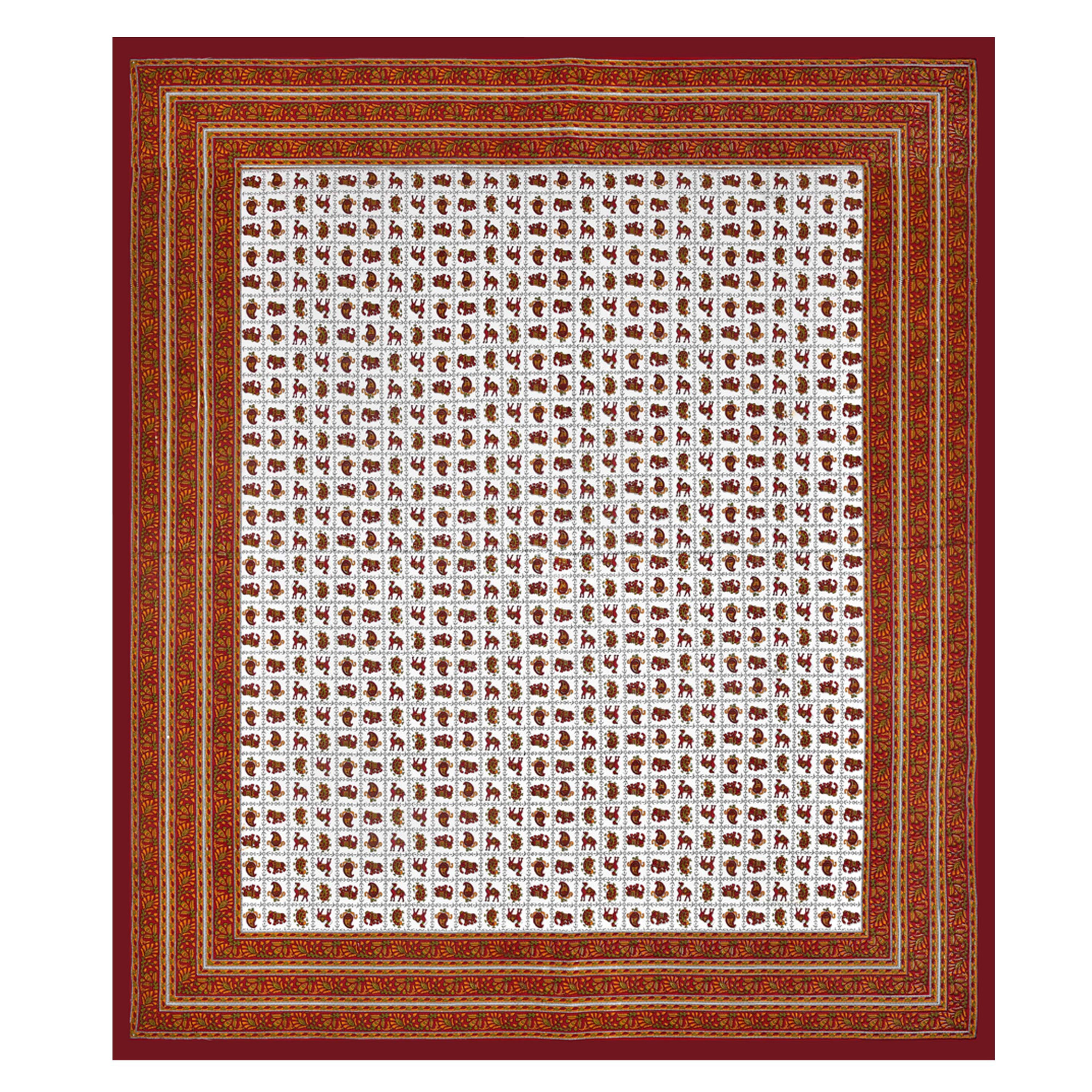 Ethnic Motifs Printed 100 Pure Cotton King-Size Bedsheet with 2 Pillow Covers