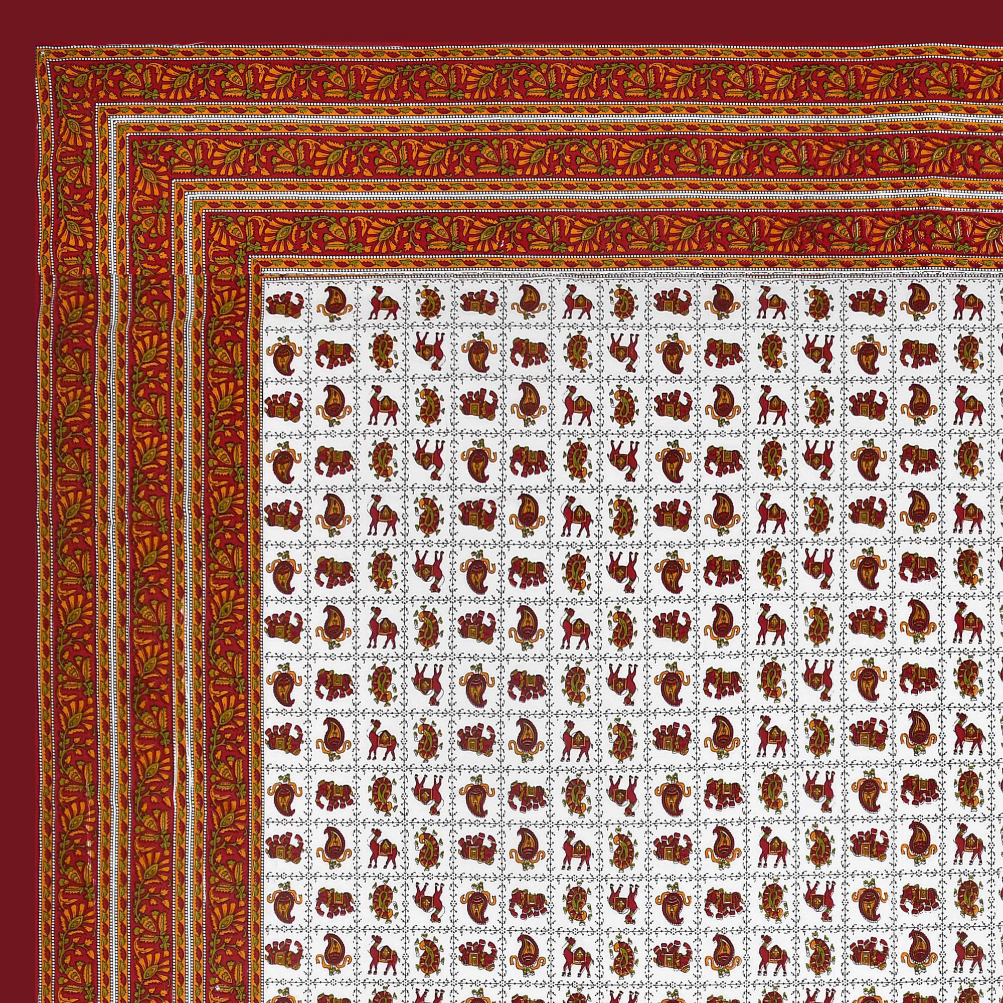 Ethnic Motifs Printed 100 Pure Cotton King-Size Bedsheet with 2 Pillow Covers