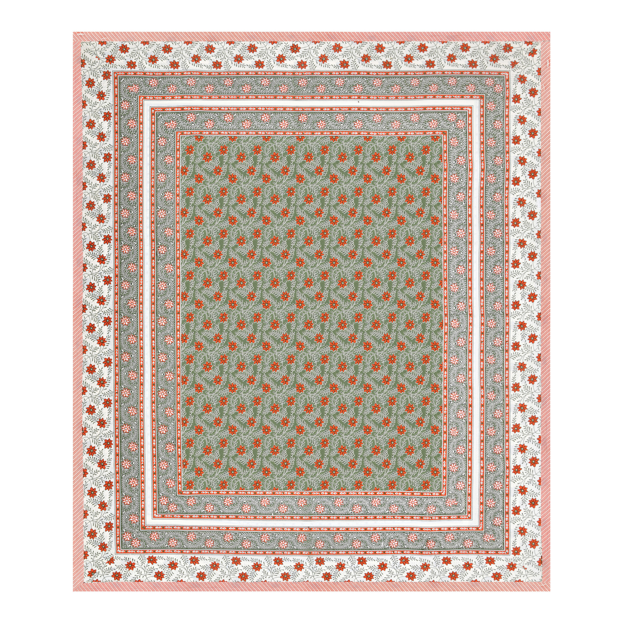 White Orange Floral 210 TC Pure Cotton Double Bedsheet with 2 Pillow Covers