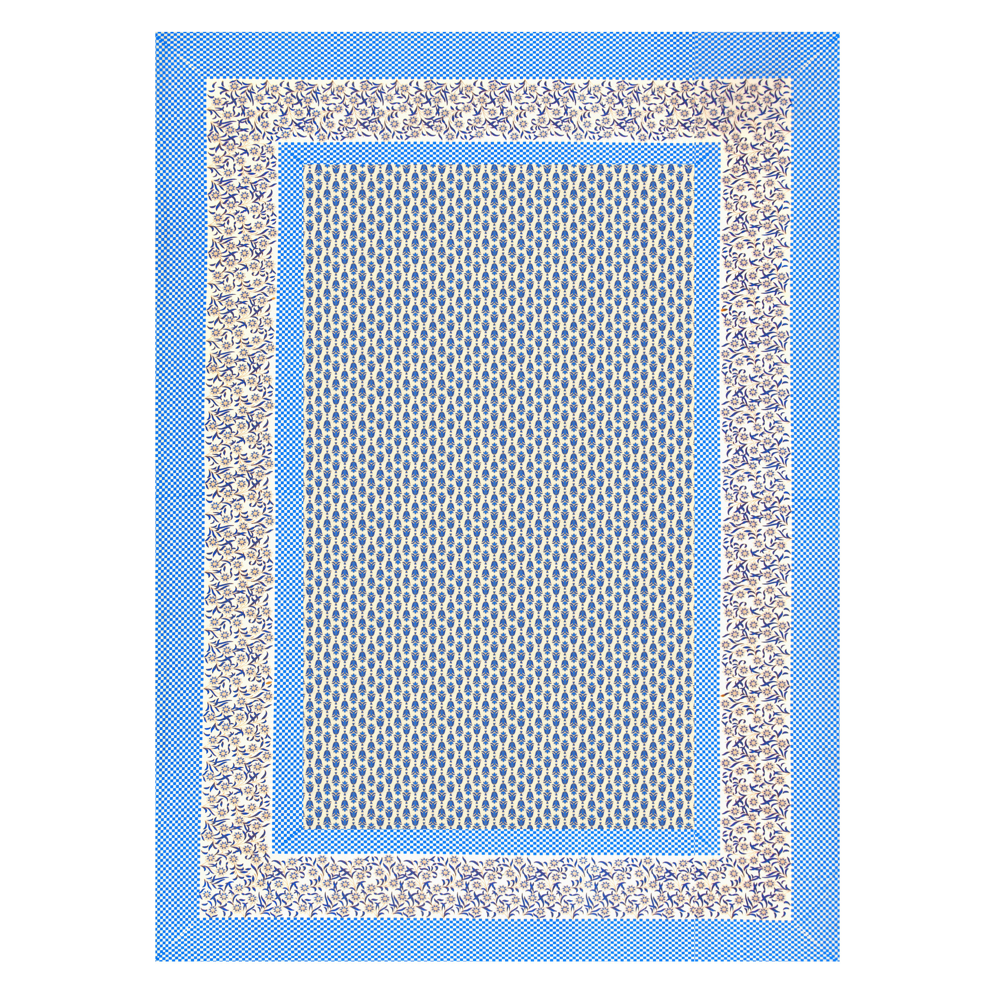 Blue Floral 210 Pure Cotton TC Single Bedsheet with 1 Pillow Cover