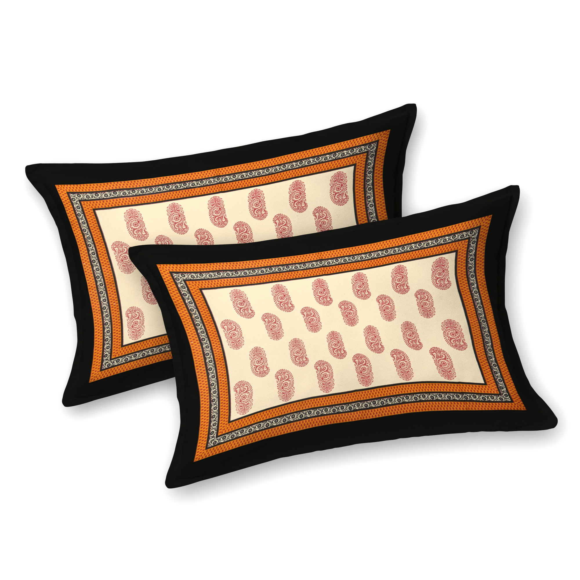 Pink Paisley Print 100 Pure Cotton King-Size Bedsheet with 2 Pillow Covers