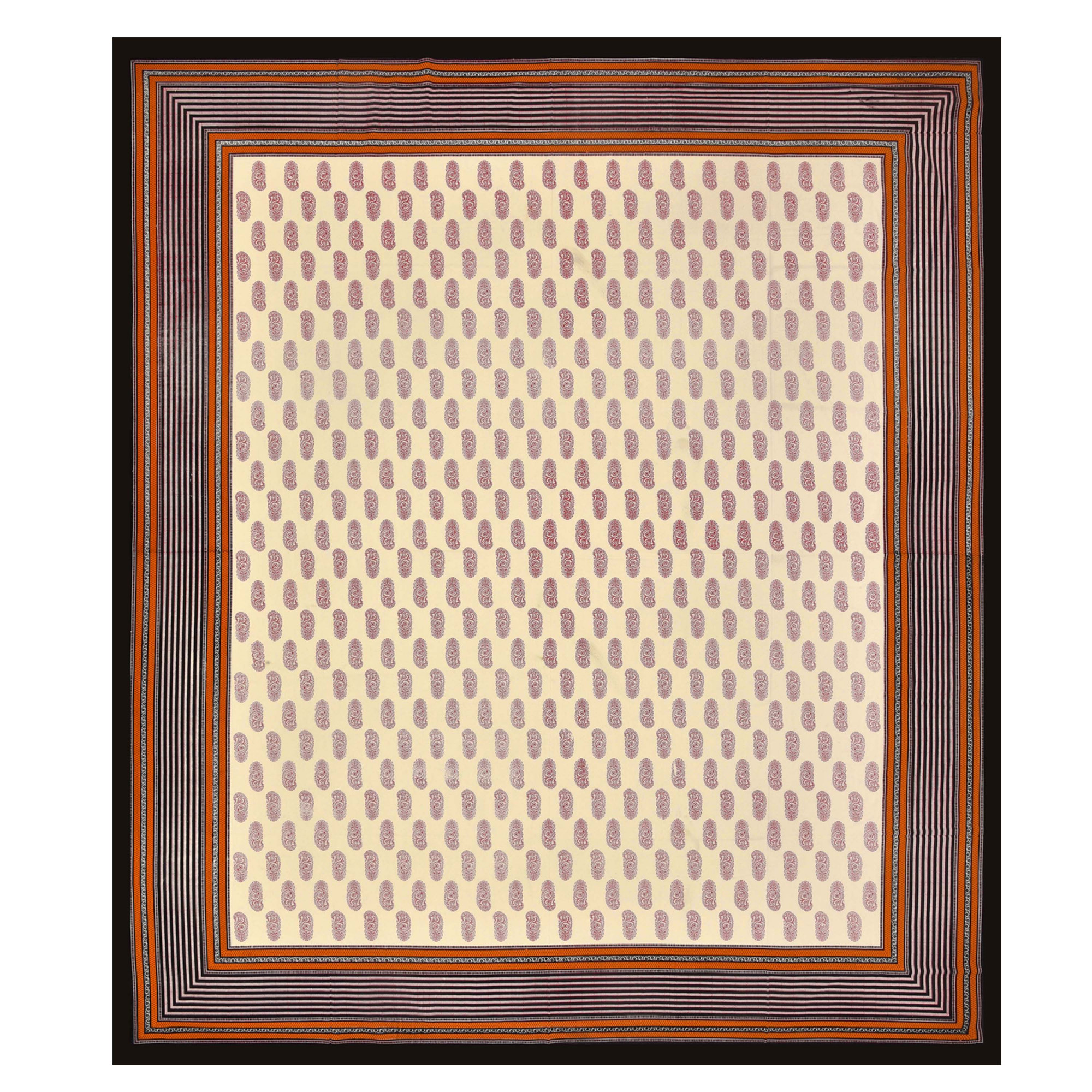 Pink Paisley Print 100 Pure Cotton King-Size Bedsheet with 2 Pillow Covers