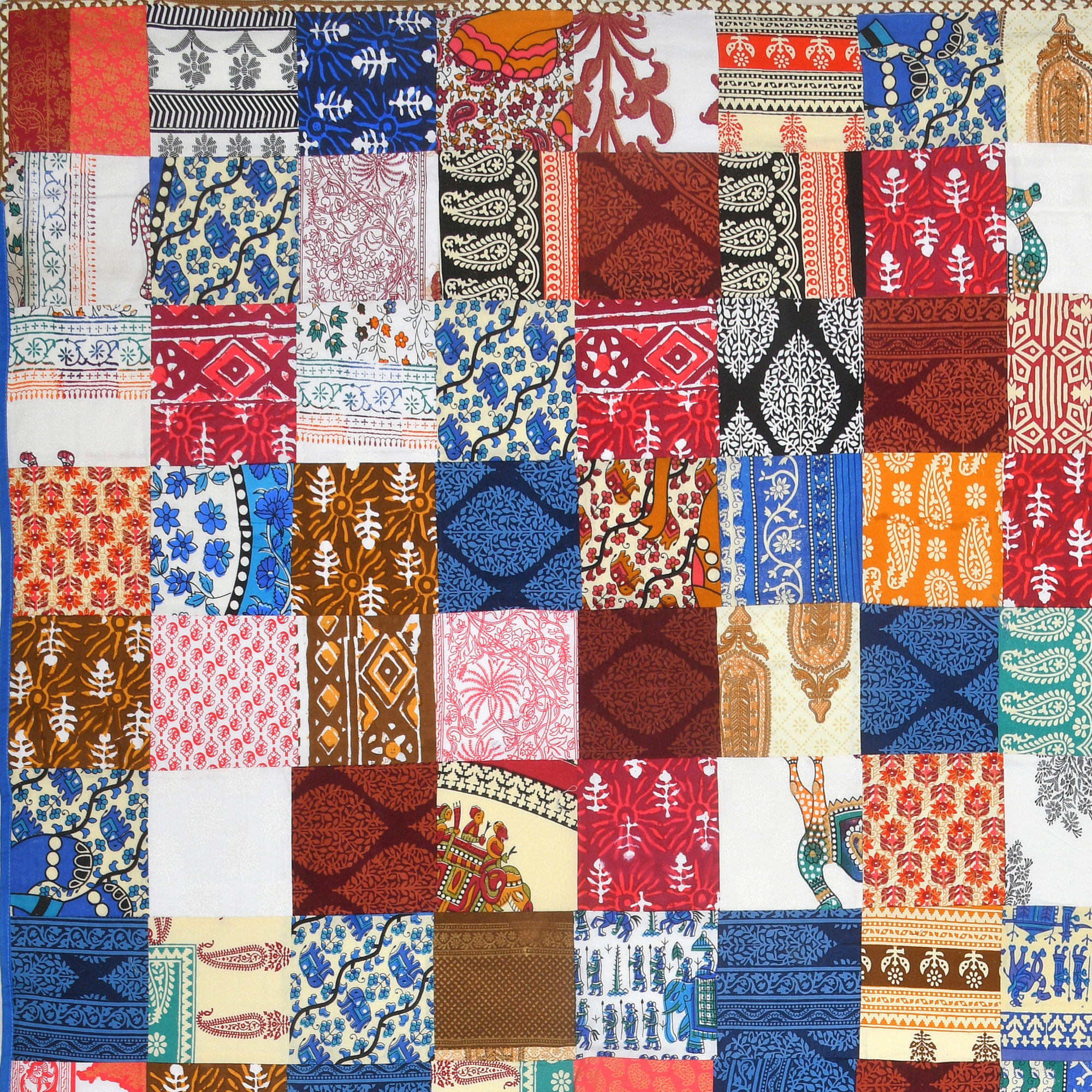 Satrangi Multi-Patchwork Pattern 100 Pure Cotton King-Size Bedsheet with 2 Pillow Covers