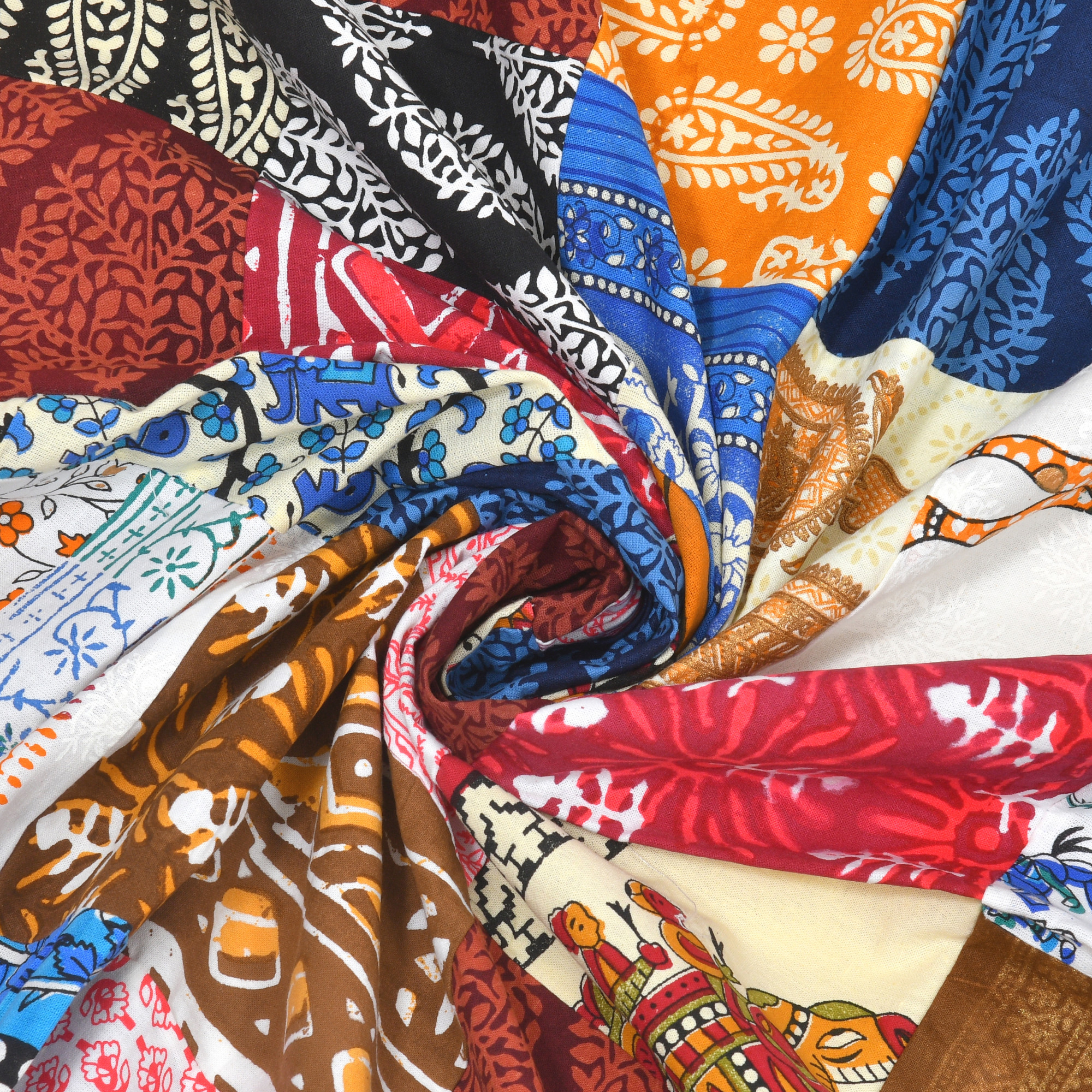 Satrangi Multi-Patchwork Pattern 100 Pure Cotton King-Size Bedsheet with 2 Pillow Covers