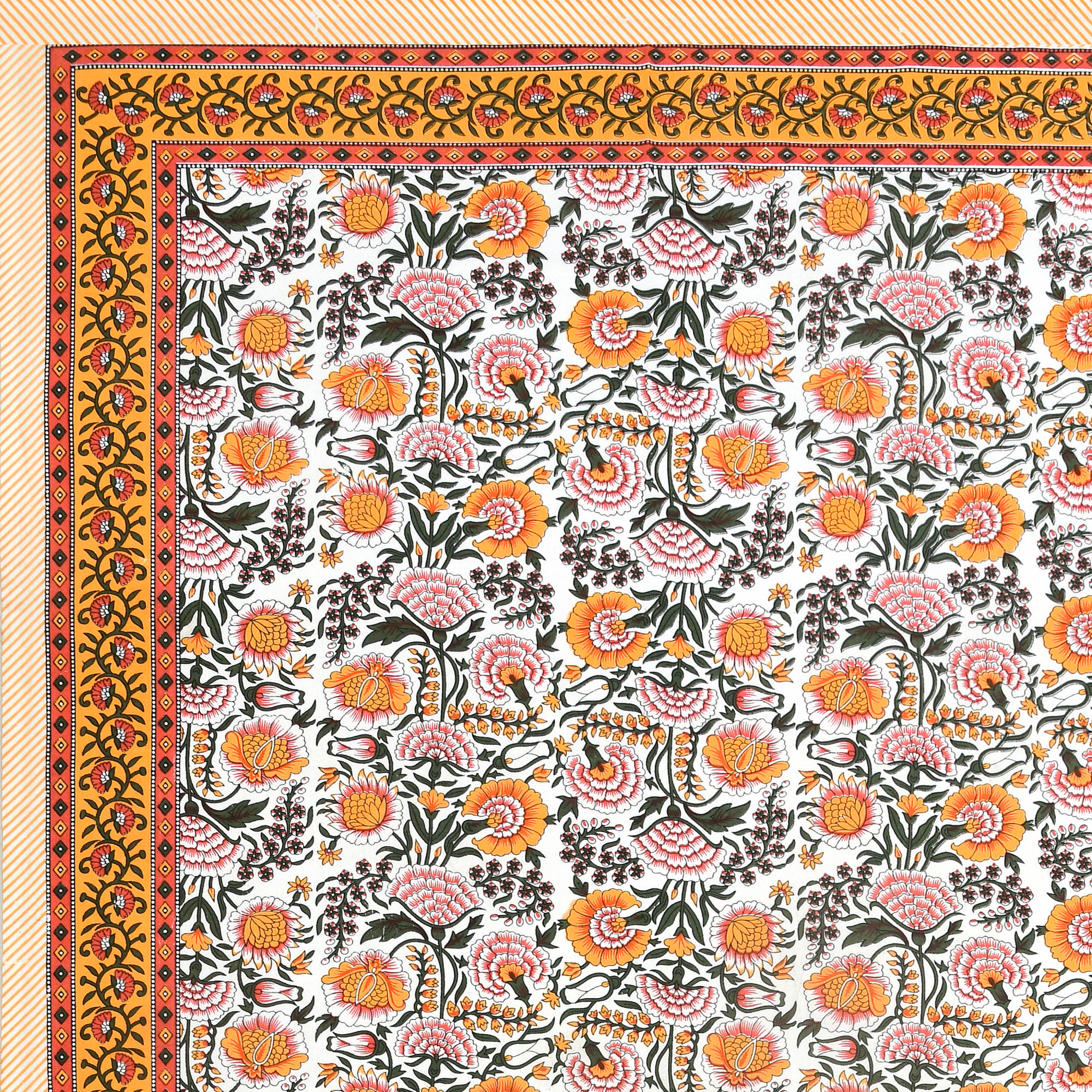 Yellow White Floral 240 TC Pure Cotton Double Bedsheet with 2 Pillow Covers