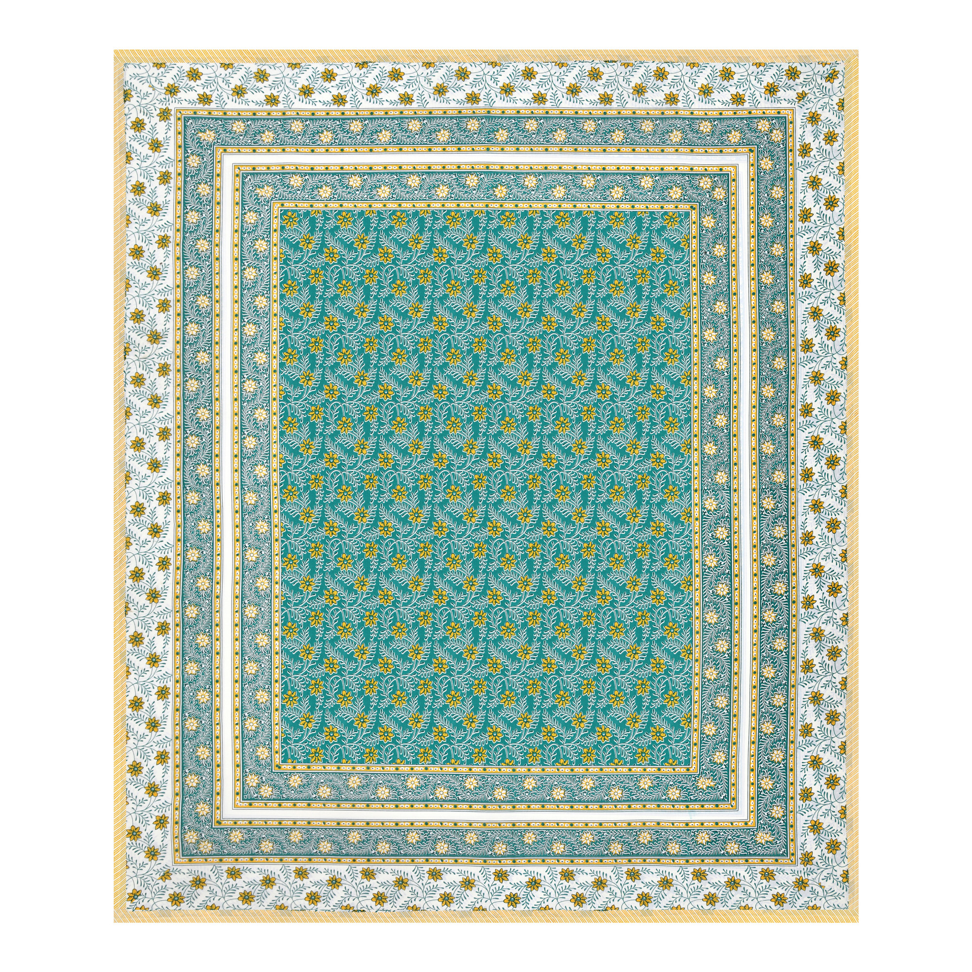 Green Yellow Floral 210 TC Pure Cotton Double Bedsheet with 2 Pillow Covers