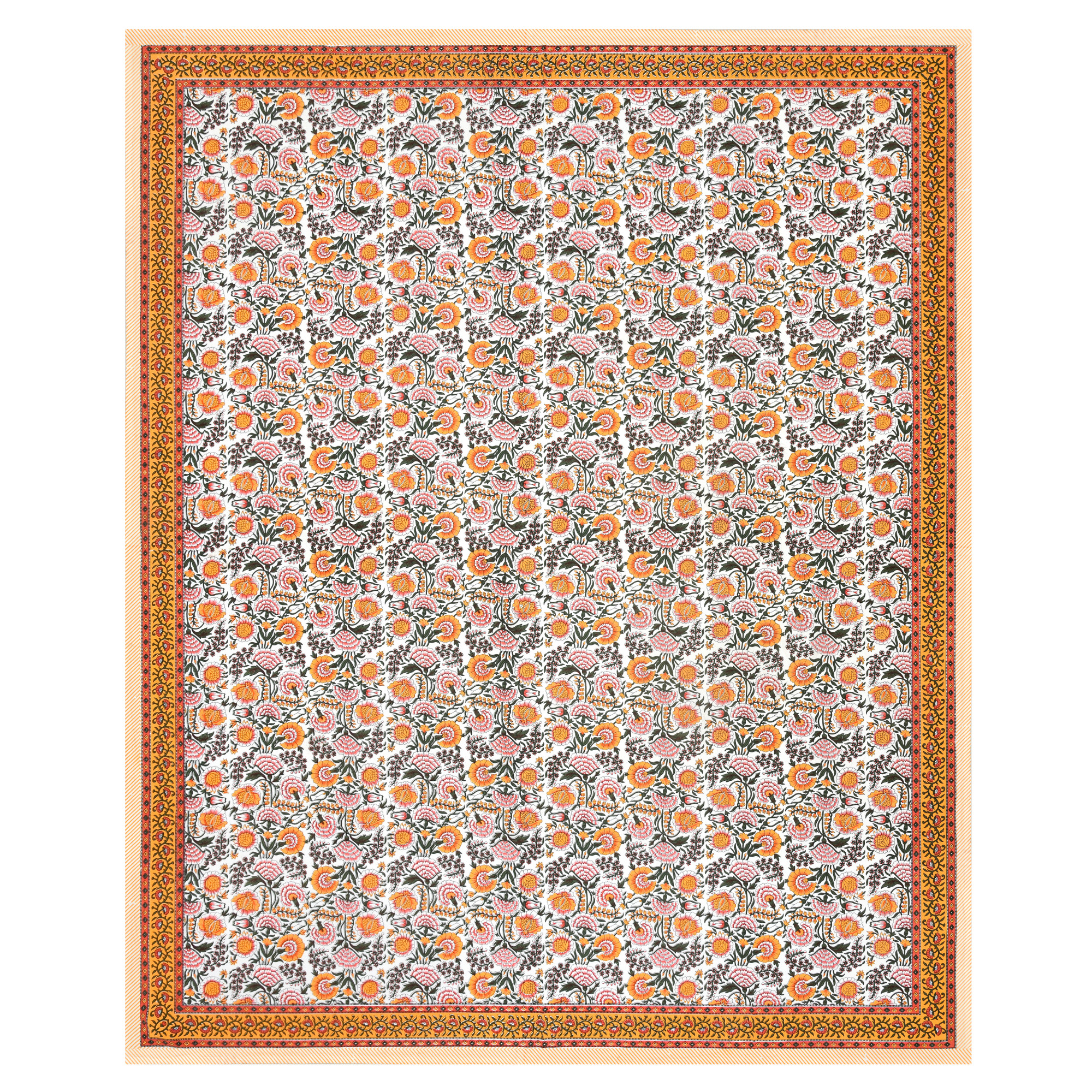 Yellow White Floral 240 TC Pure Cotton Double Bedsheet with 2 Pillow Covers