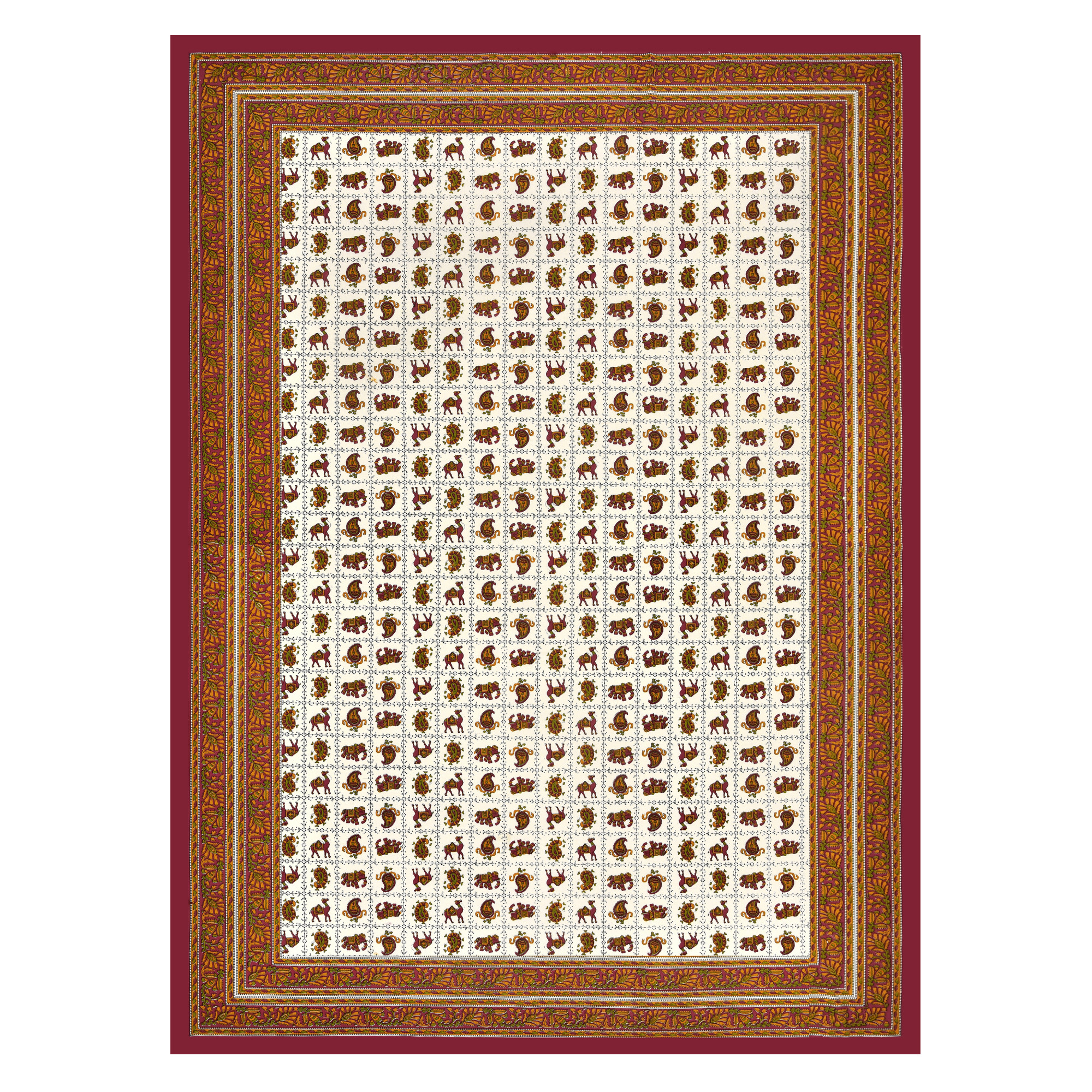 Beige Green Floral 210 TC Pure Cotton Single Bedsheet with 1 Pillow Cover