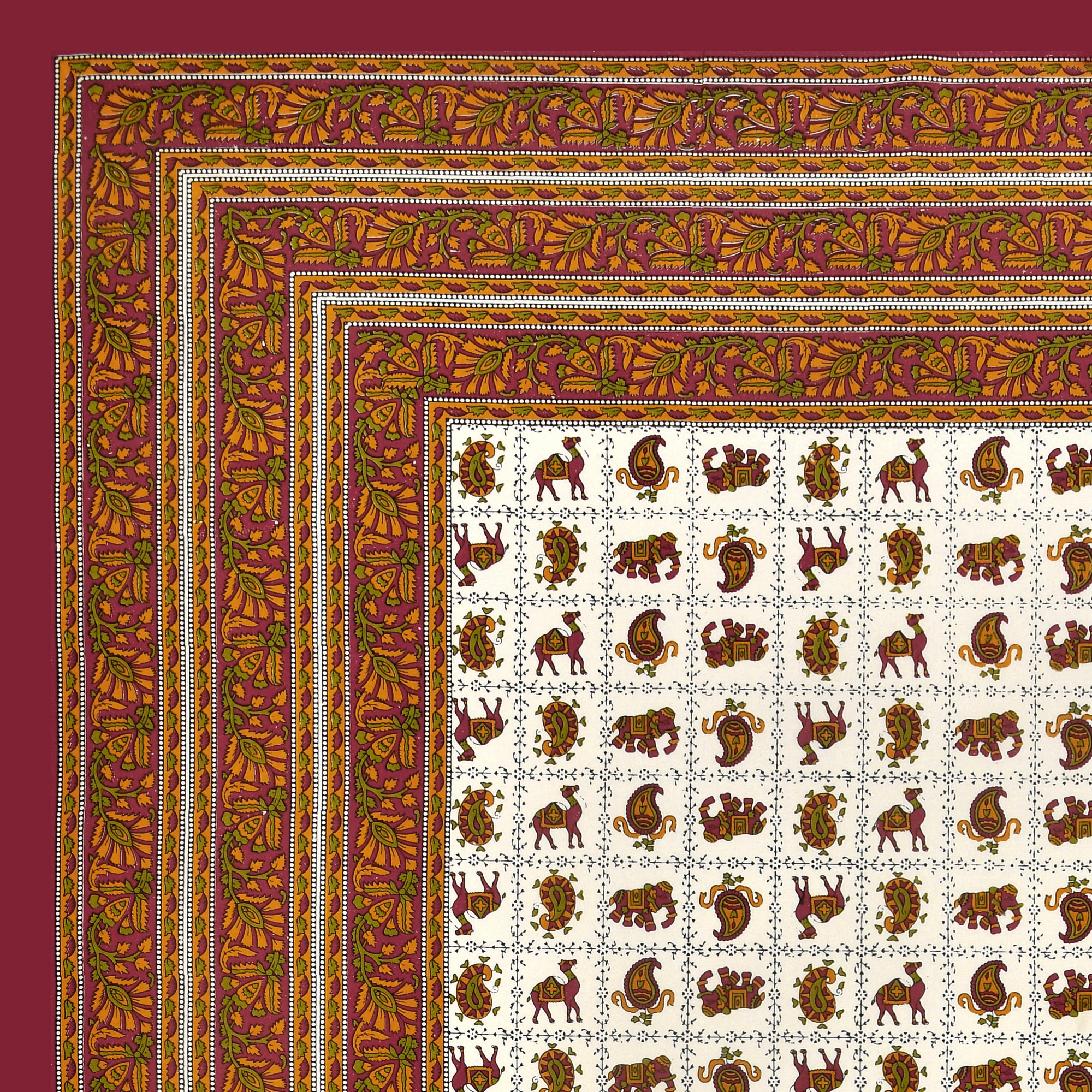 Beige Green Floral 210 TC Pure Cotton Single Bedsheet with 1 Pillow Cover