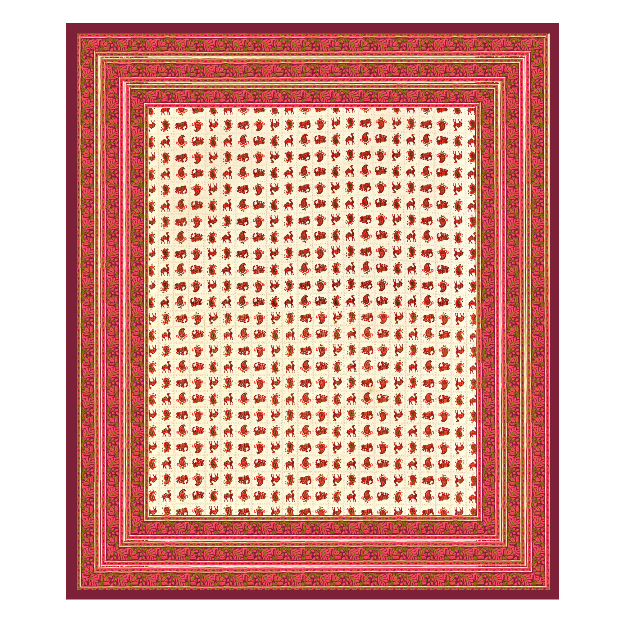 Maroon Beige Ethnic 240 TC Pure Cotton Double Bedsheet with 2 Pillow Covers