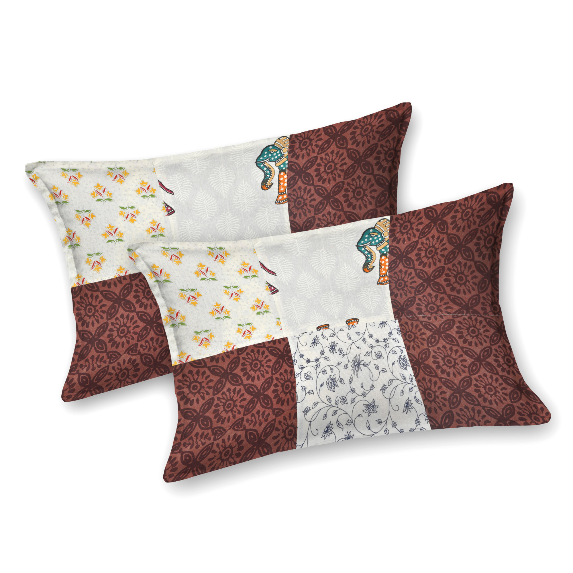 Satrangi Multi-Patchwork Pattern Pure Cotton Double Bedsheet with 2 Pillow Covers