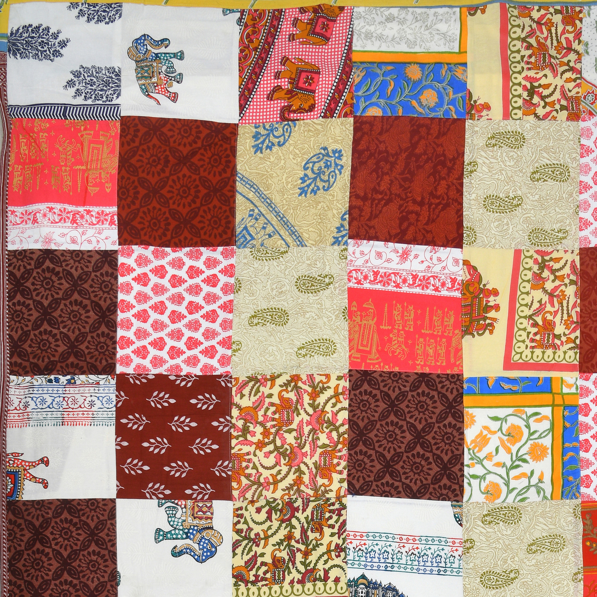 Satrangi Multi-Patchwork Pattern Pure Cotton Double Bedsheet with 2 Pillow Covers