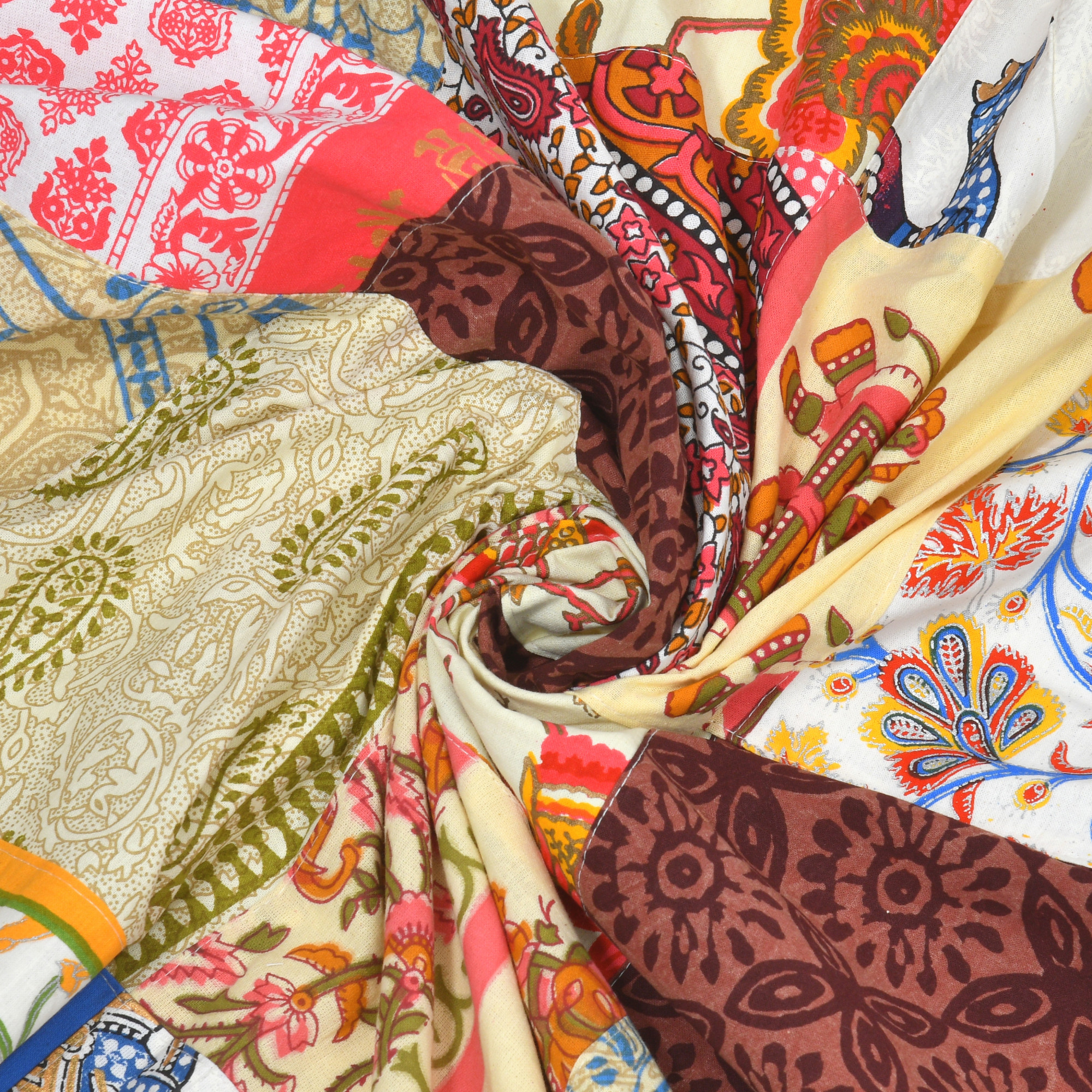 Satrangi Multi-Patchwork Pattern Pure Cotton Double Bedsheet with 2 Pillow Covers