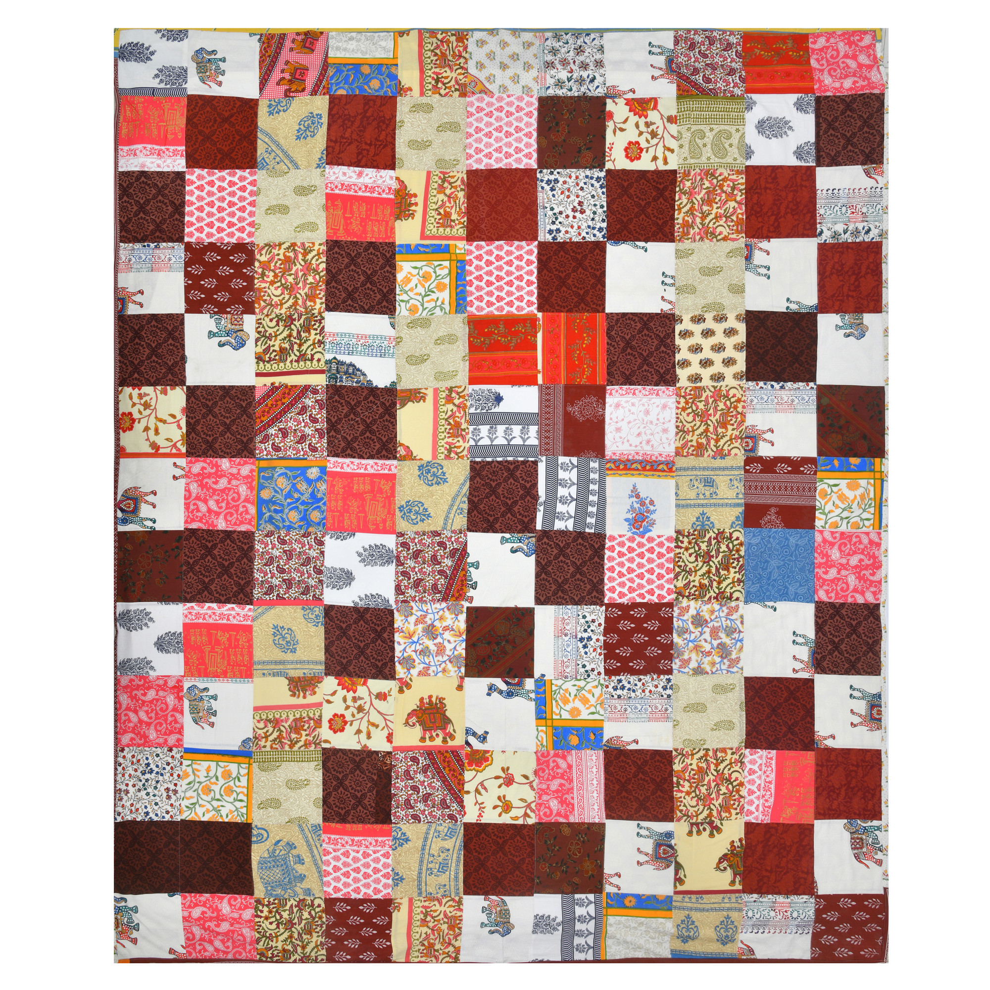 Satrangi Multi-Patchwork Pattern Pure Cotton Double Bedsheet with 2 Pillow Covers