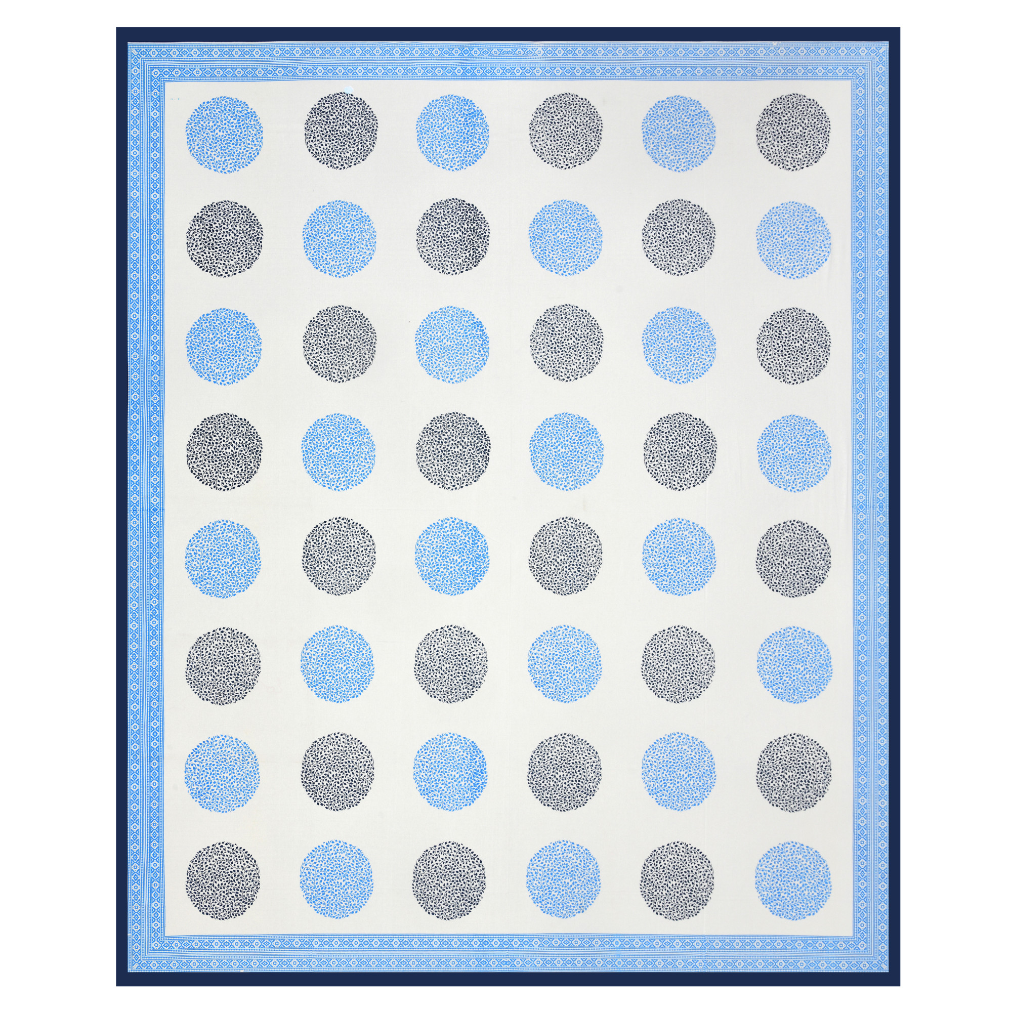 Blue White Printed 240 TC Pure Cotton Double Bedsheet with 2 Pillow Covers