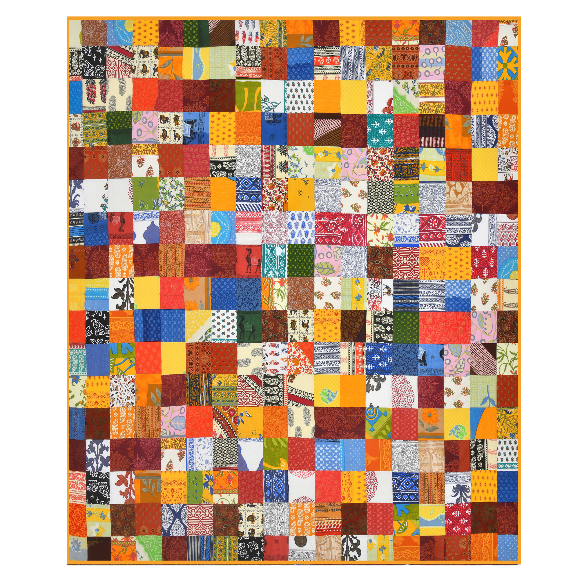 Satrangi Multi-Patchwork 100 Pure Cotton King-Size Bedsheet with 2 Pillow Covers