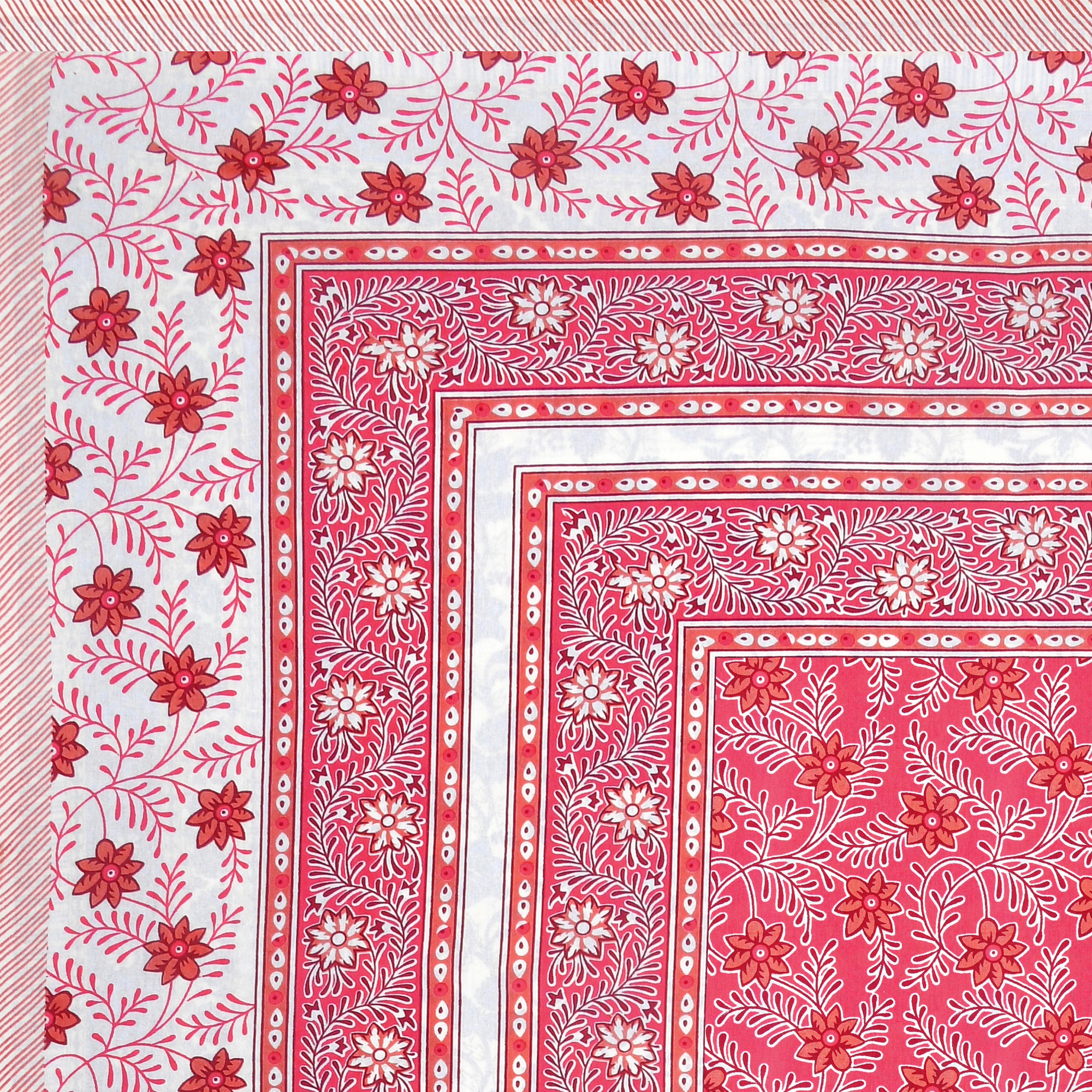 White Pink Floral 210 TC Pure Cotton Double Bedsheet with 2 Pillow Covers