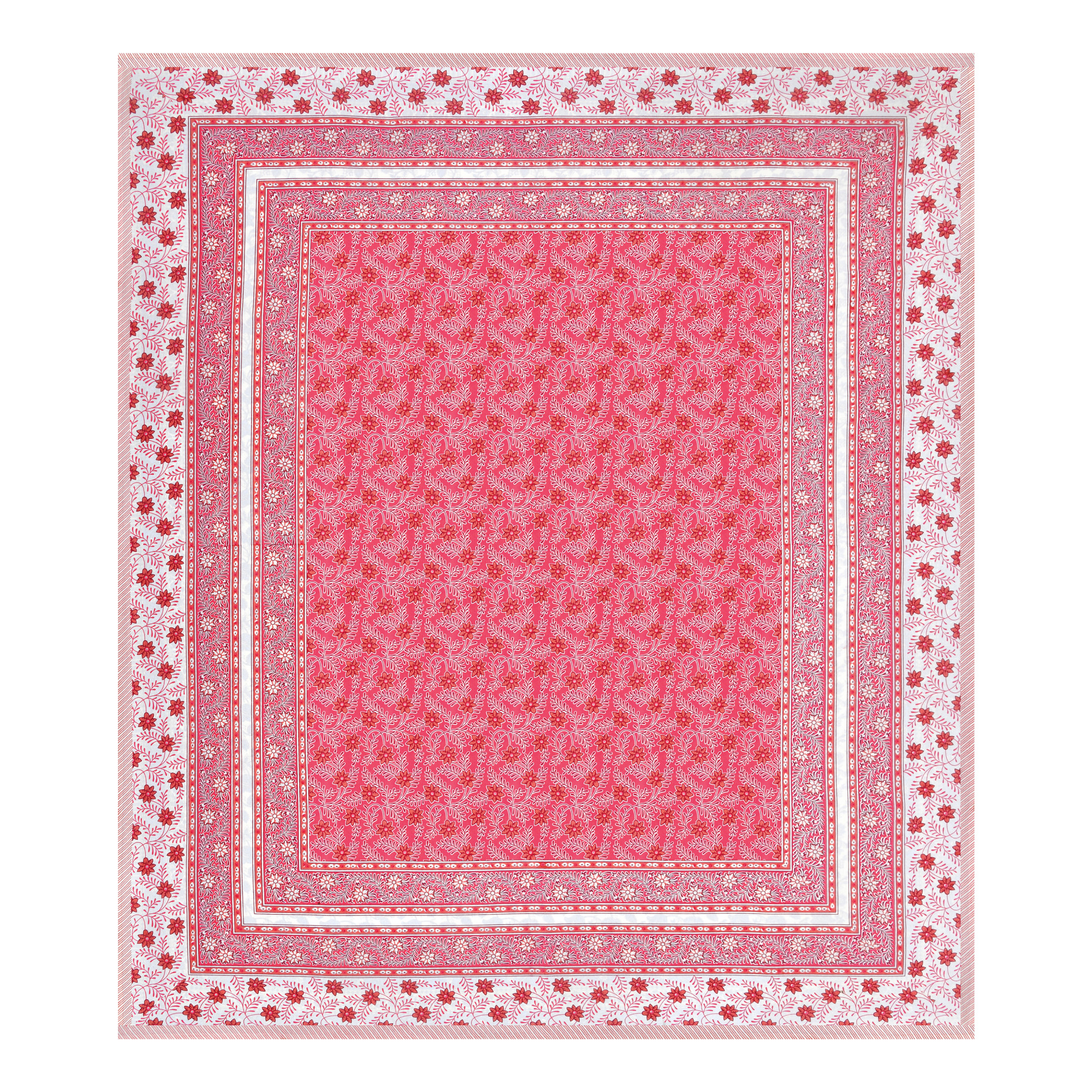 White Pink Floral 210 TC Pure Cotton Double Bedsheet with 2 Pillow Covers