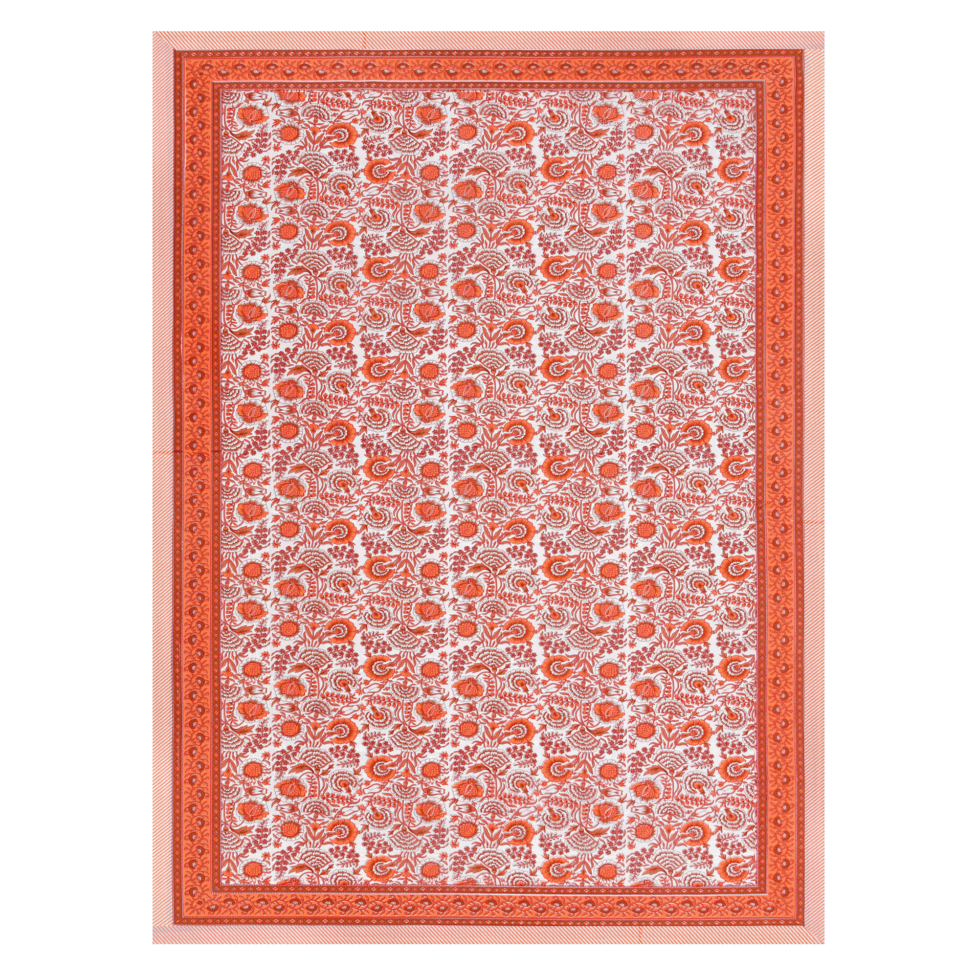 Brown White Floral 210 TC Pure Cotton Single Bedsheet with 1 Pillow Cover