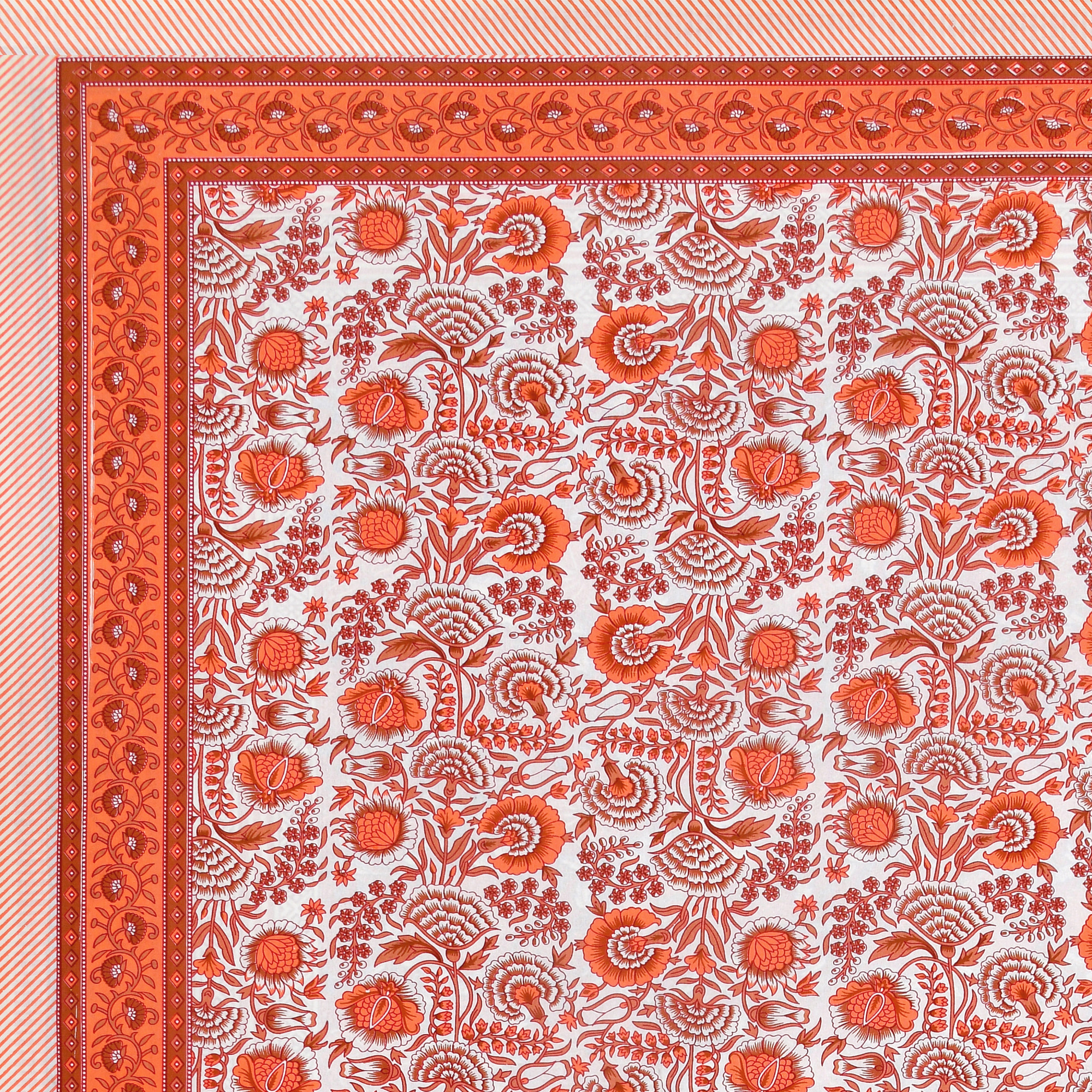 Brown White Floral 210 TC Pure Cotton Single Bedsheet with 1 Pillow Cover