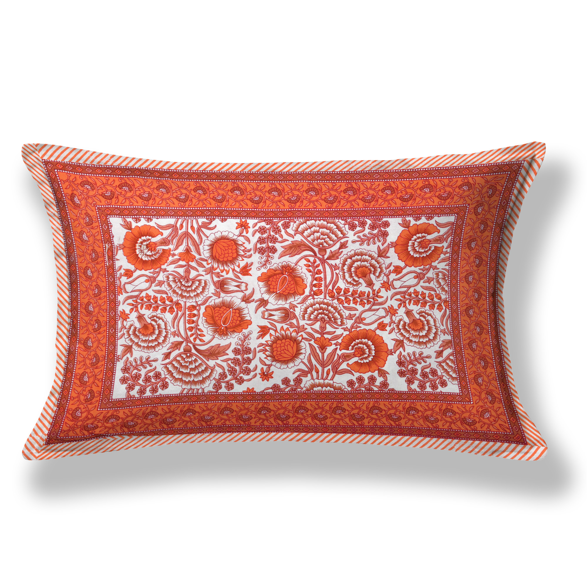 Brown White Floral 210 TC Pure Cotton Single Bedsheet with 1 Pillow Cover