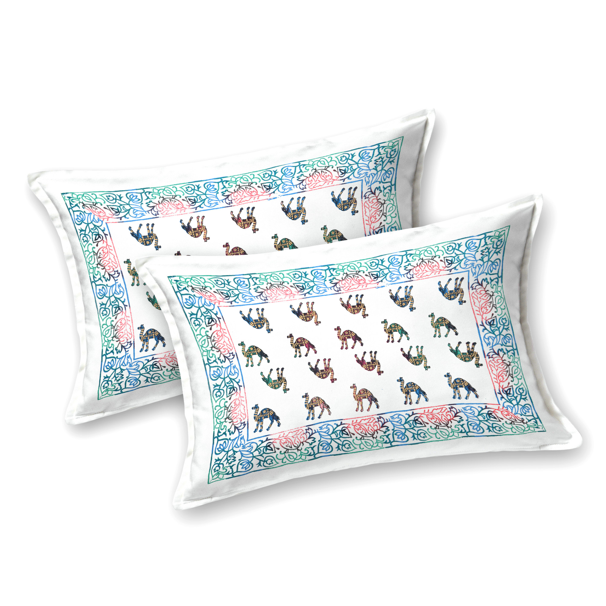 White Printed 240 TC Pure Cotton Double Bedsheet with 2 Pillow Covers