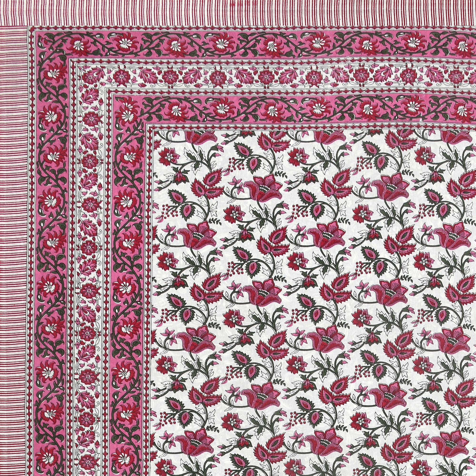 White  Maroon Floral 210 TC Pure Cotton Double Bedsheet with 2 Pillow Covers