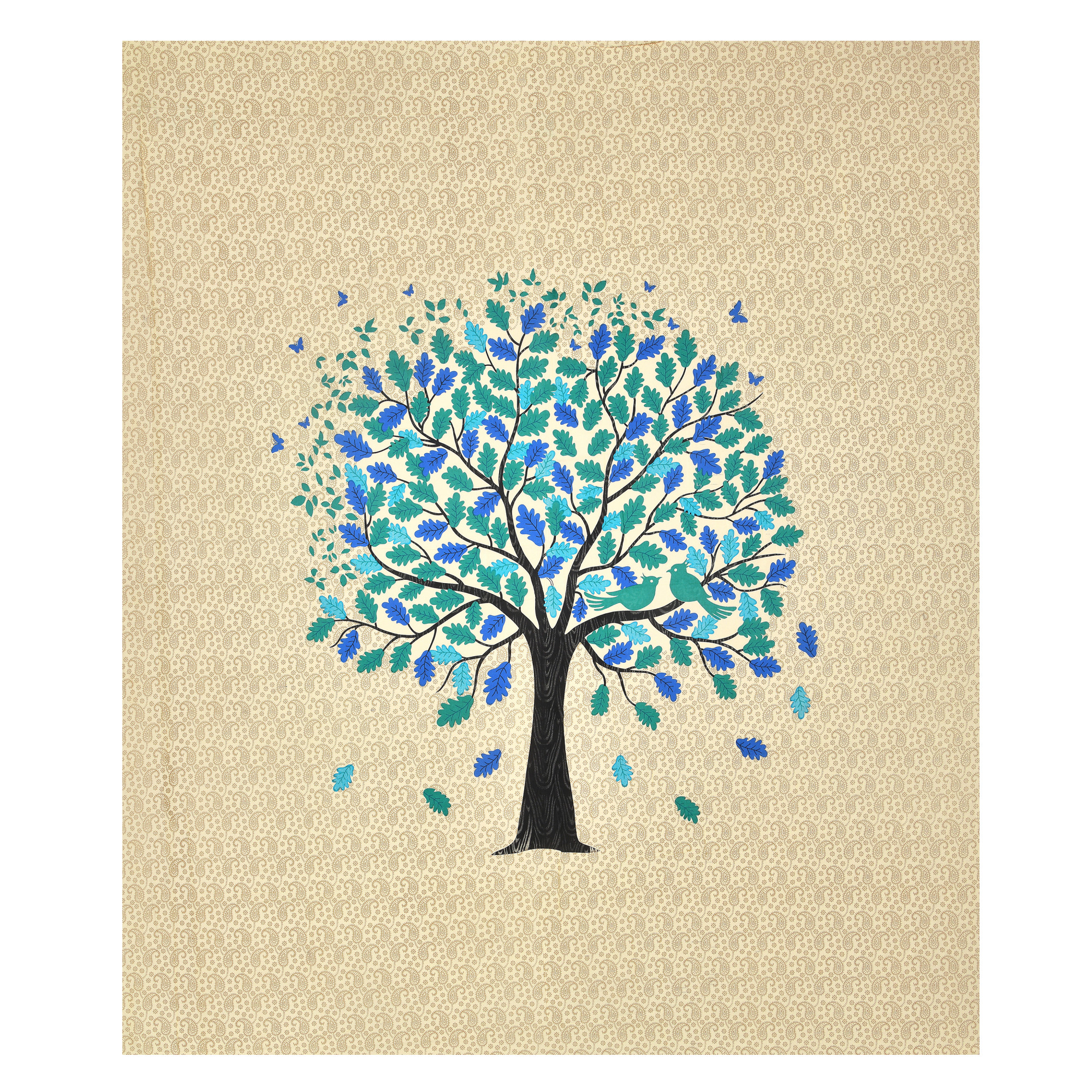 Green Spring Tree Pure Cotton Double Bedsheet with 2 Pillow Covers